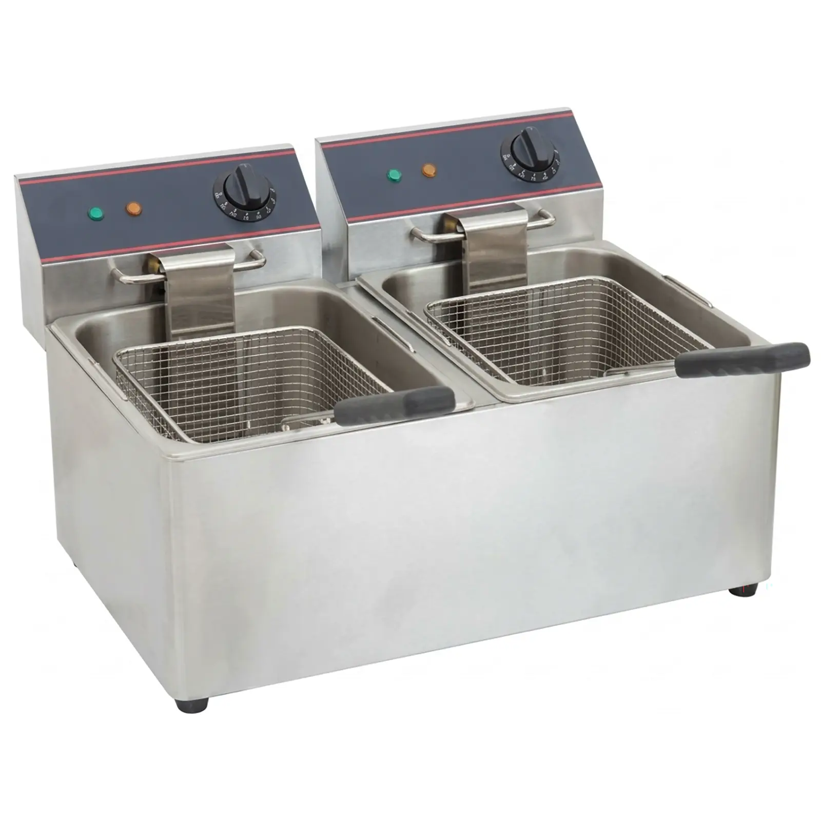 Alpha ACF-20E Electric Counter Top Double Well Deep Fryer - 120V, 20LB Capacity