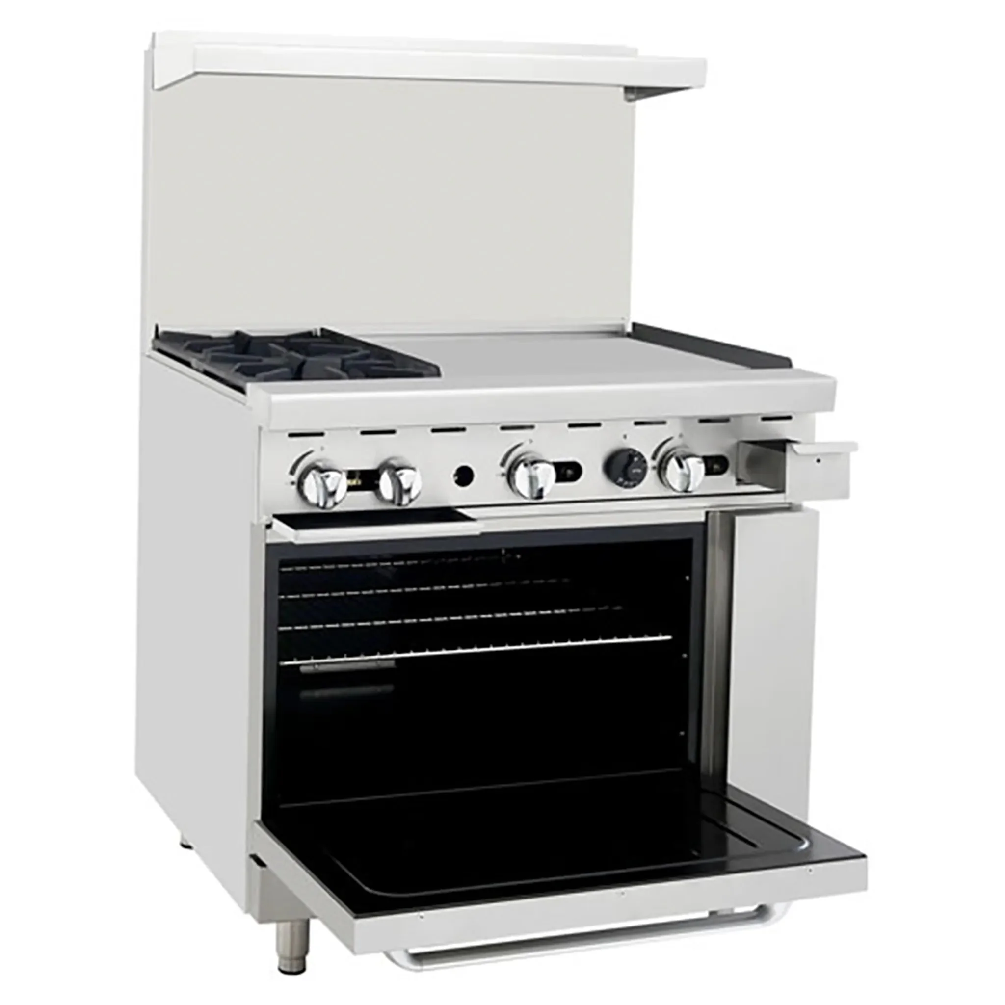 Atosa AGR-2B24GR Natural Gas/Propane 36" Stove Top Range - 2 Burners (Left) & 24" Griddle (Right) - Image 2