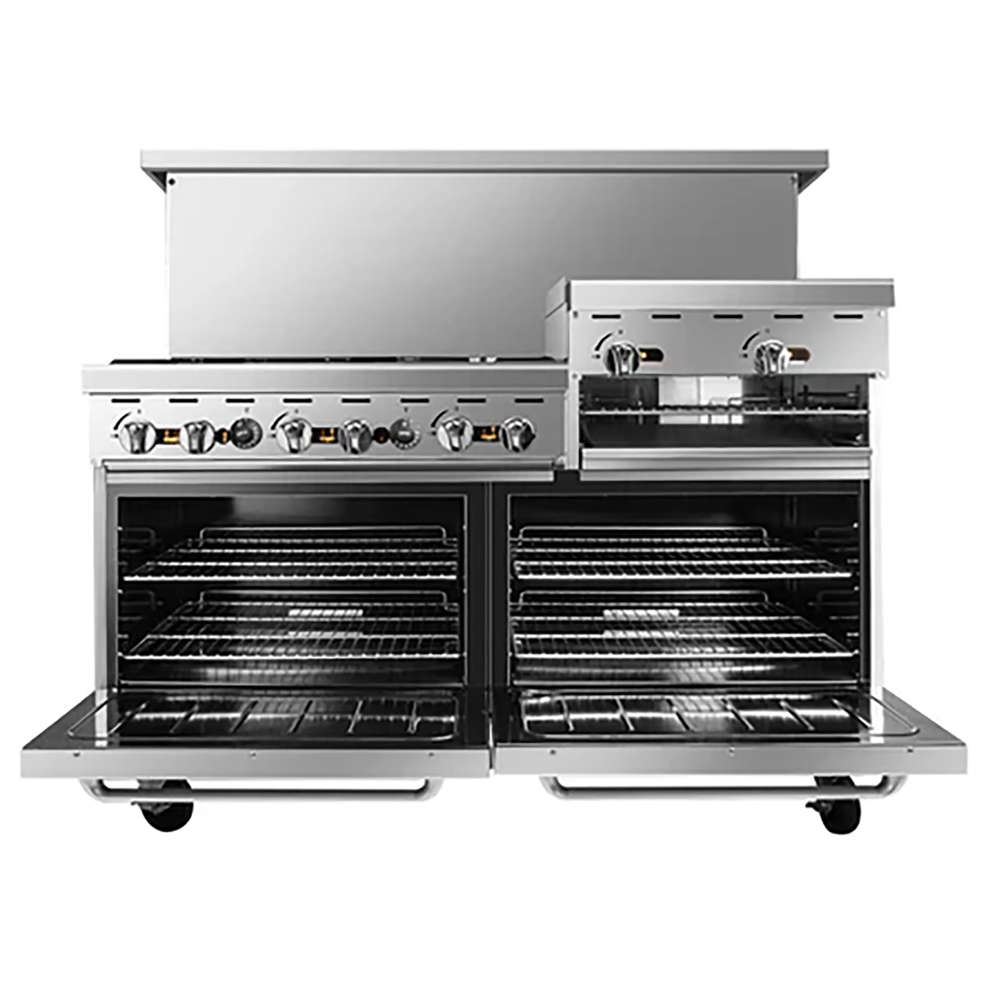 Atosa AGR-6B24RGB Natural Gas/Propane 60" Stove Top Range - 6 Burners & 24" Raised Griddle with Broiler - Image 3