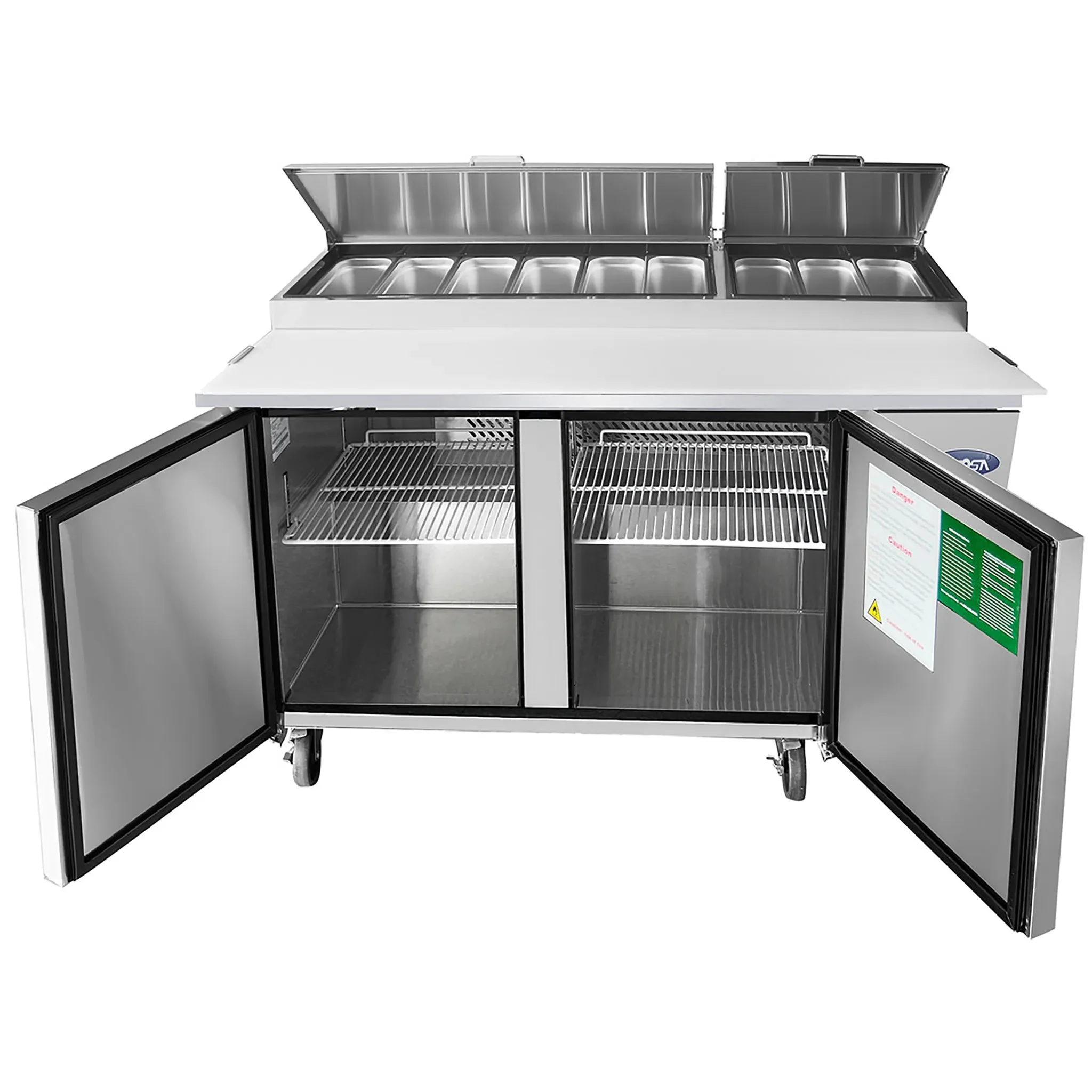 Atosa MPF8202GR Double Door 67" Refrigerated Pizza Prep Table - Image 3