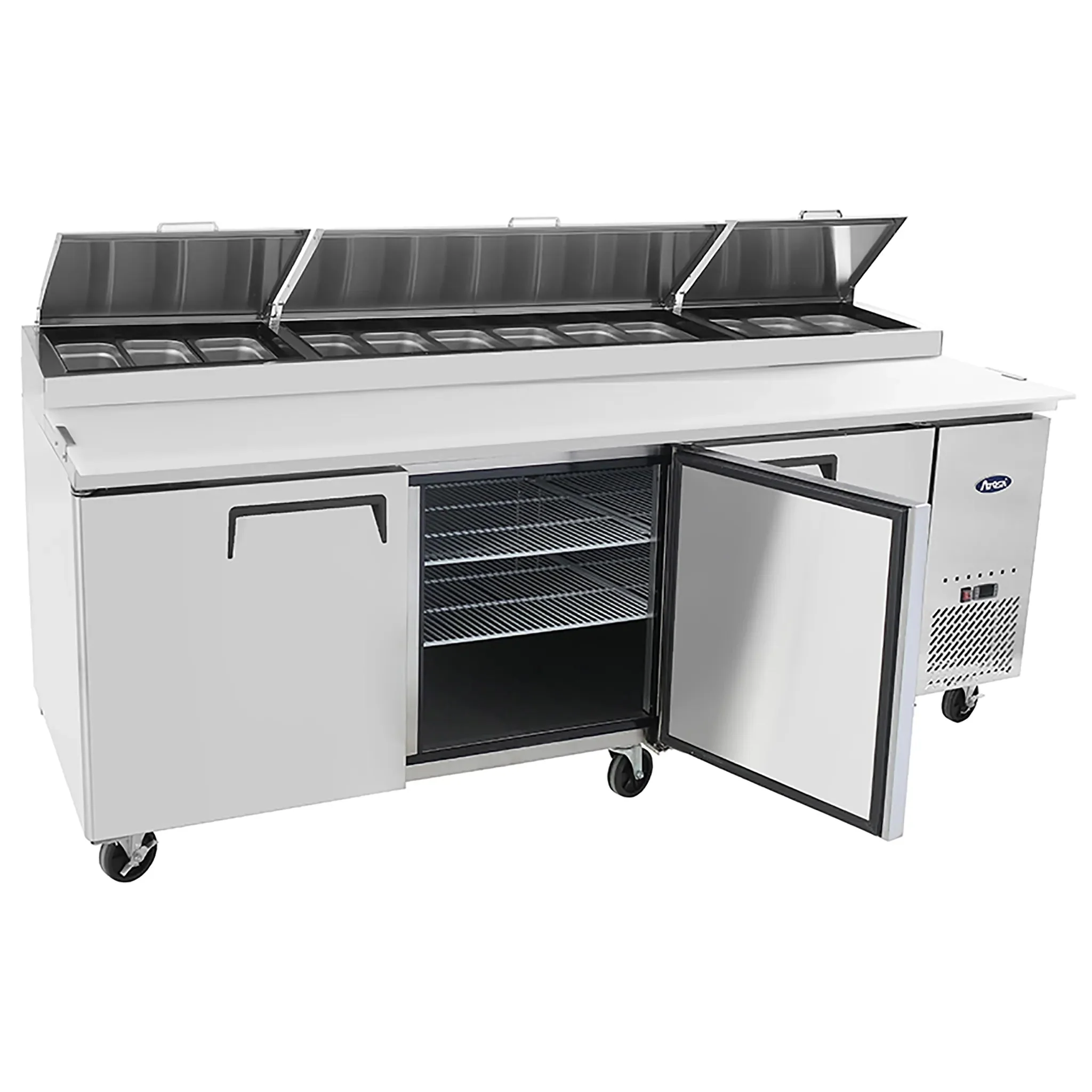 Atosa MPF8203GR Triple Door 93" Refrigerated Pizza Prep Table - Image 4