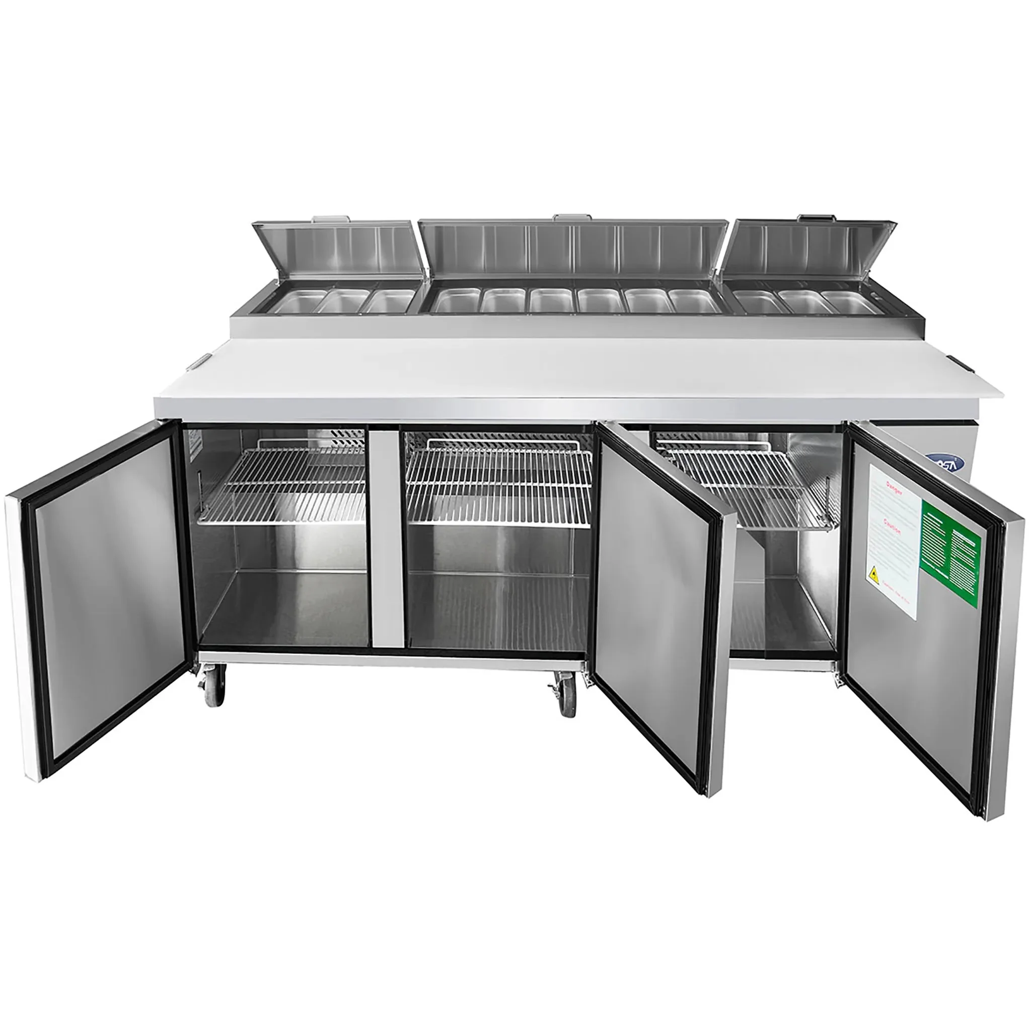 Atosa MPF8203GR Triple Door 93" Refrigerated Pizza Prep Table - Image 5