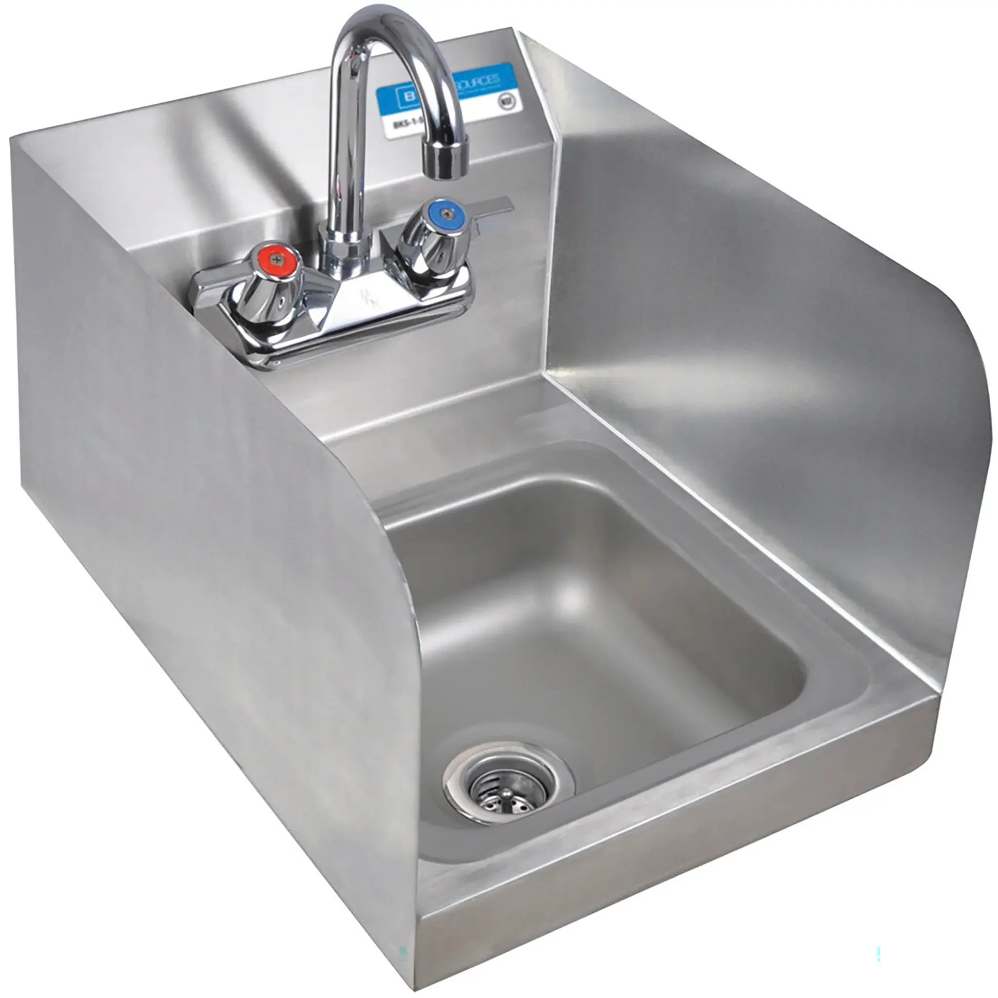 BK Resources BKHS-W-SS-SS-P-G Space Saver Hand Sink with Side Guards and Premium Faucet
