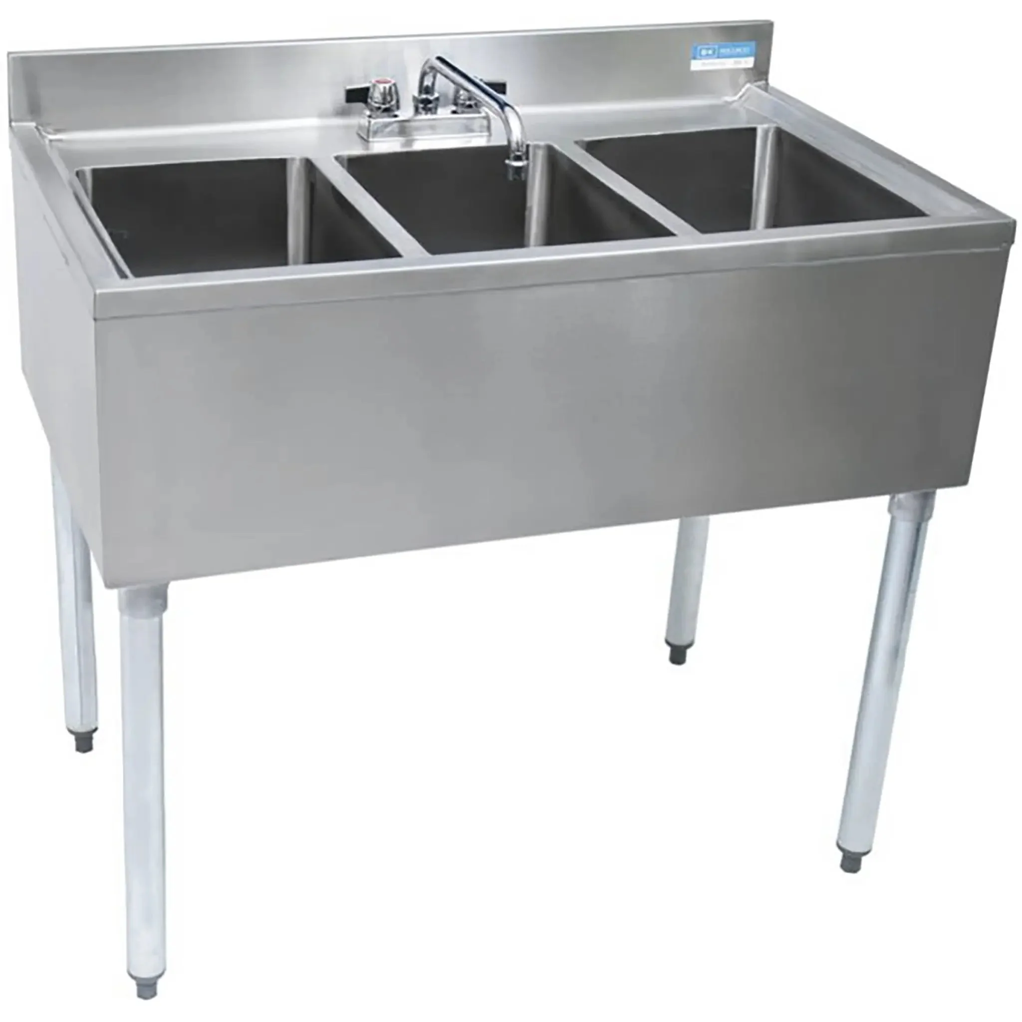 BK Resources UB4-36S Series 36" Wide Bar Sink - Various Configurations, 18" or 21" Deep - Image 3