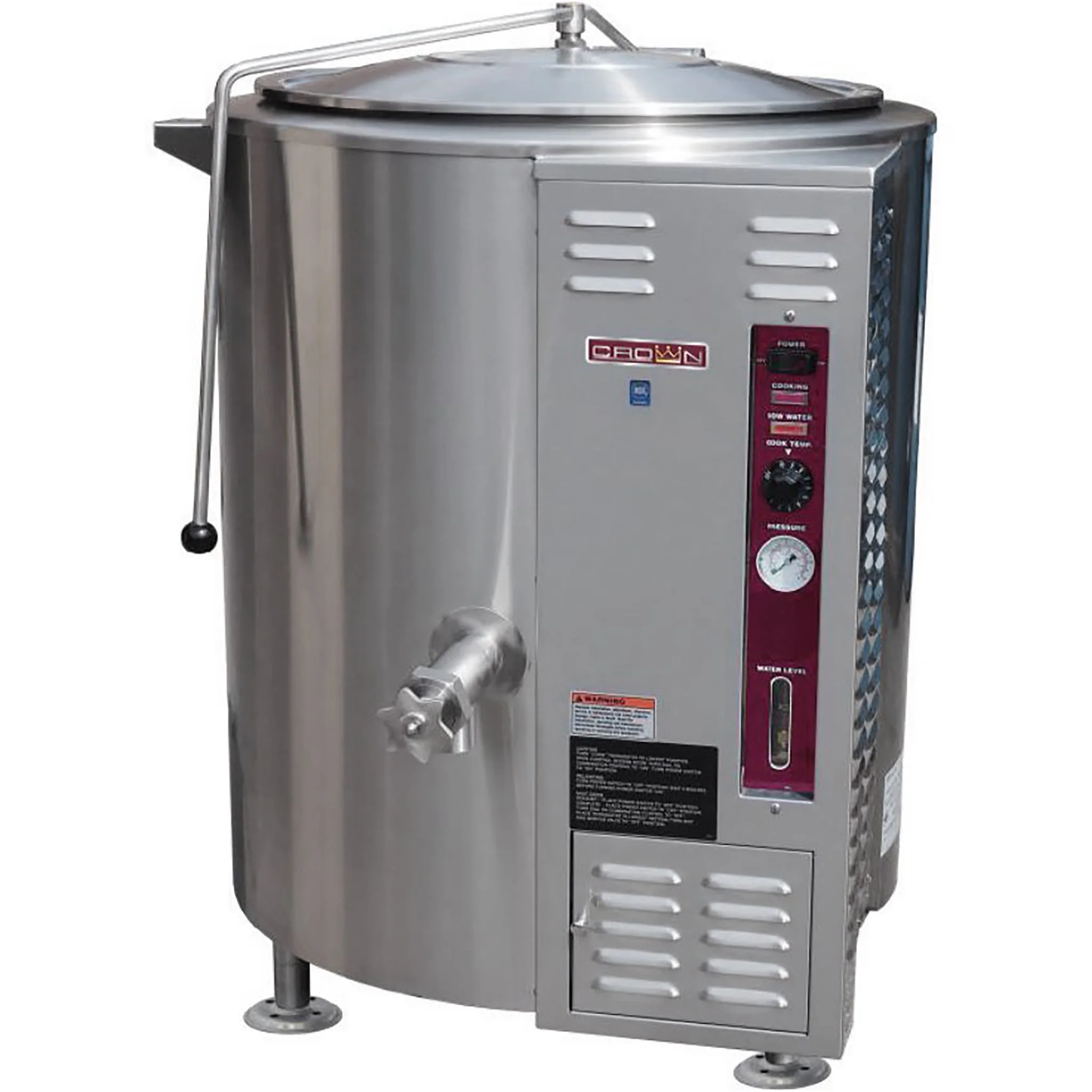 Crown GL-80E Natural Gas/Propane Fixed Steam Kettle - 80 Gallon Capacity