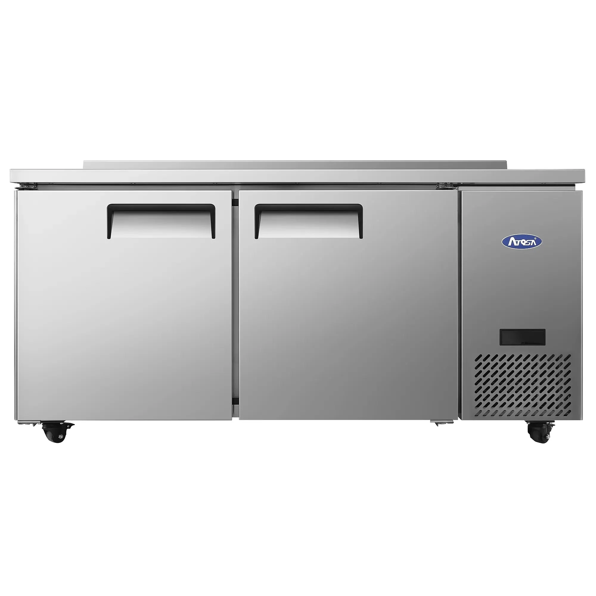 Atosa MGF67GR Double Door 67" Side Mounted Refrigerated Work Table w/ Backsplash