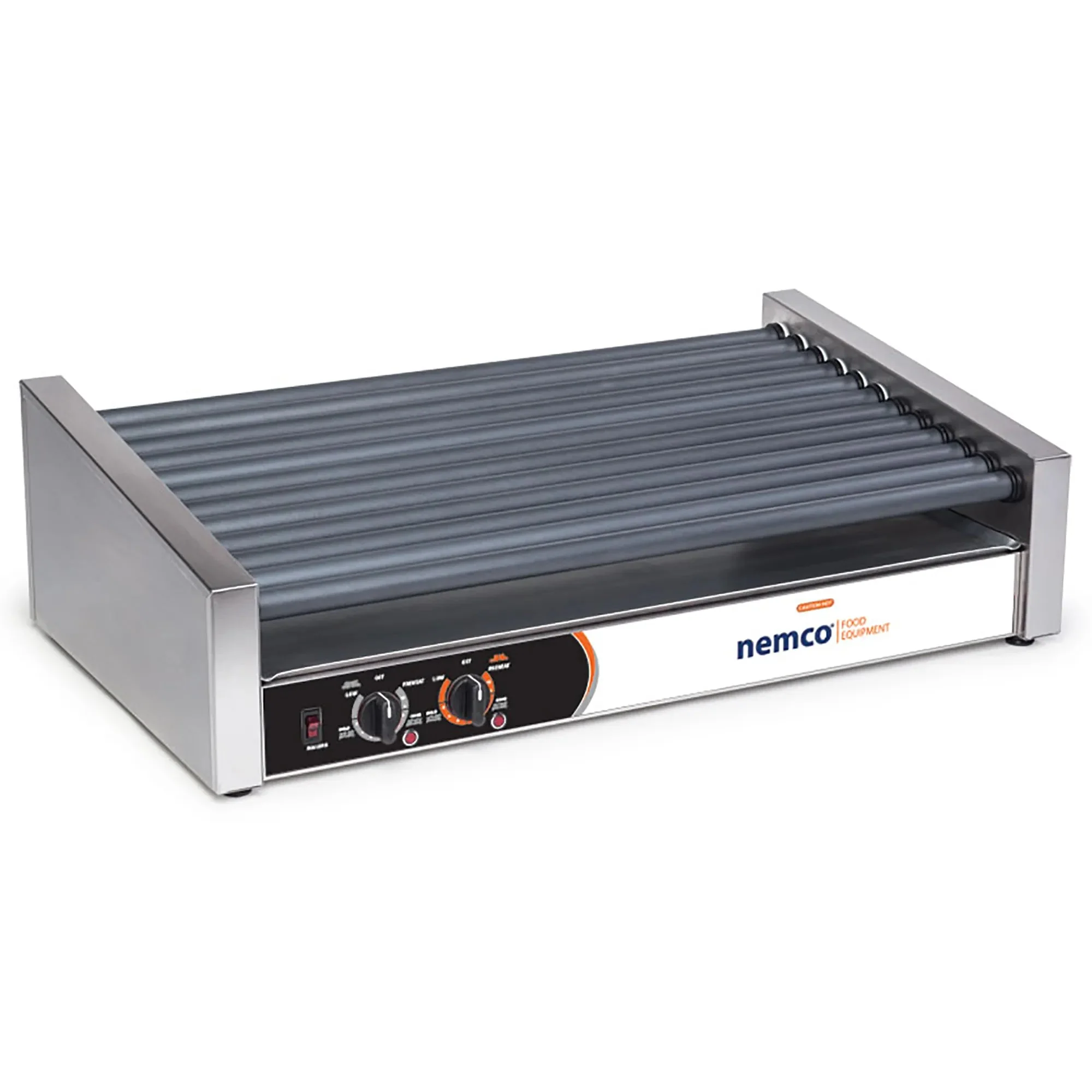 Nemco 8033SX-SLT Slanted Hot Dog Grill With Gripsit - 12 Rollers, 33 Hot Dog Capacity