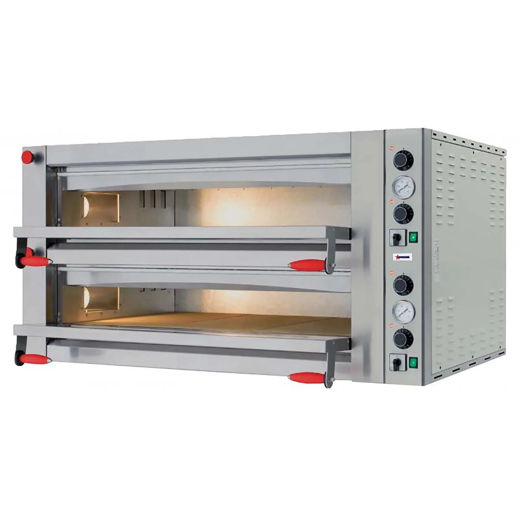 Omcan 40641 Fuoco Series Electric 41" x 28" Double Deck Counter Top Pizza Oven - 220V, Various Options