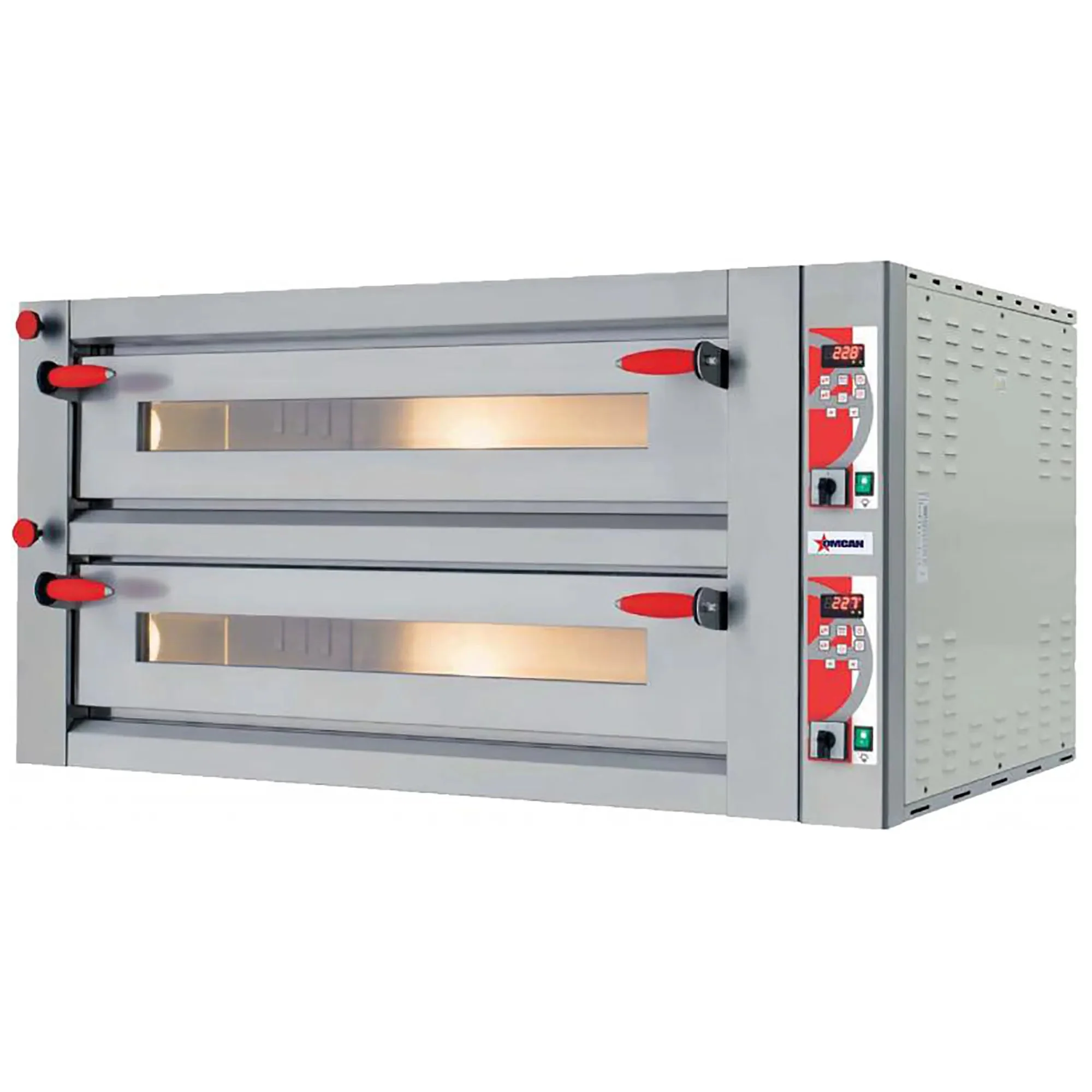 Omcan 40641 Fuoco Series Electric 41" x 28" Double Deck Counter Top Pizza Oven - 220V, Various Options - Image 2