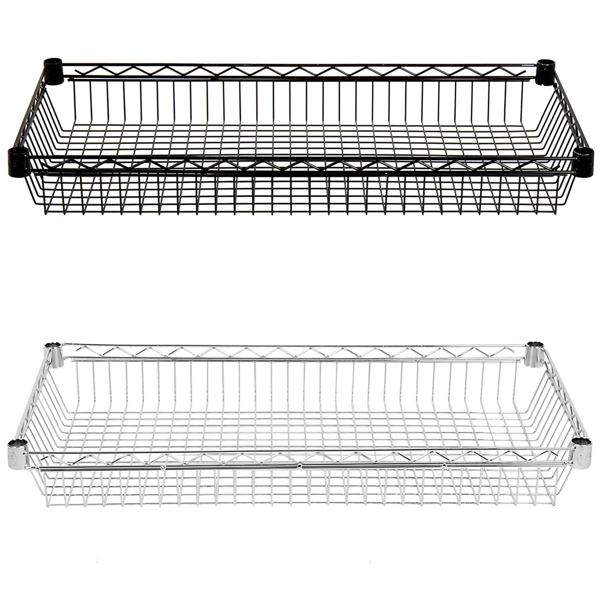 Phoenix Individual Chrome/Black Epoxy Wire Shelf Baskets - Various Sizes
