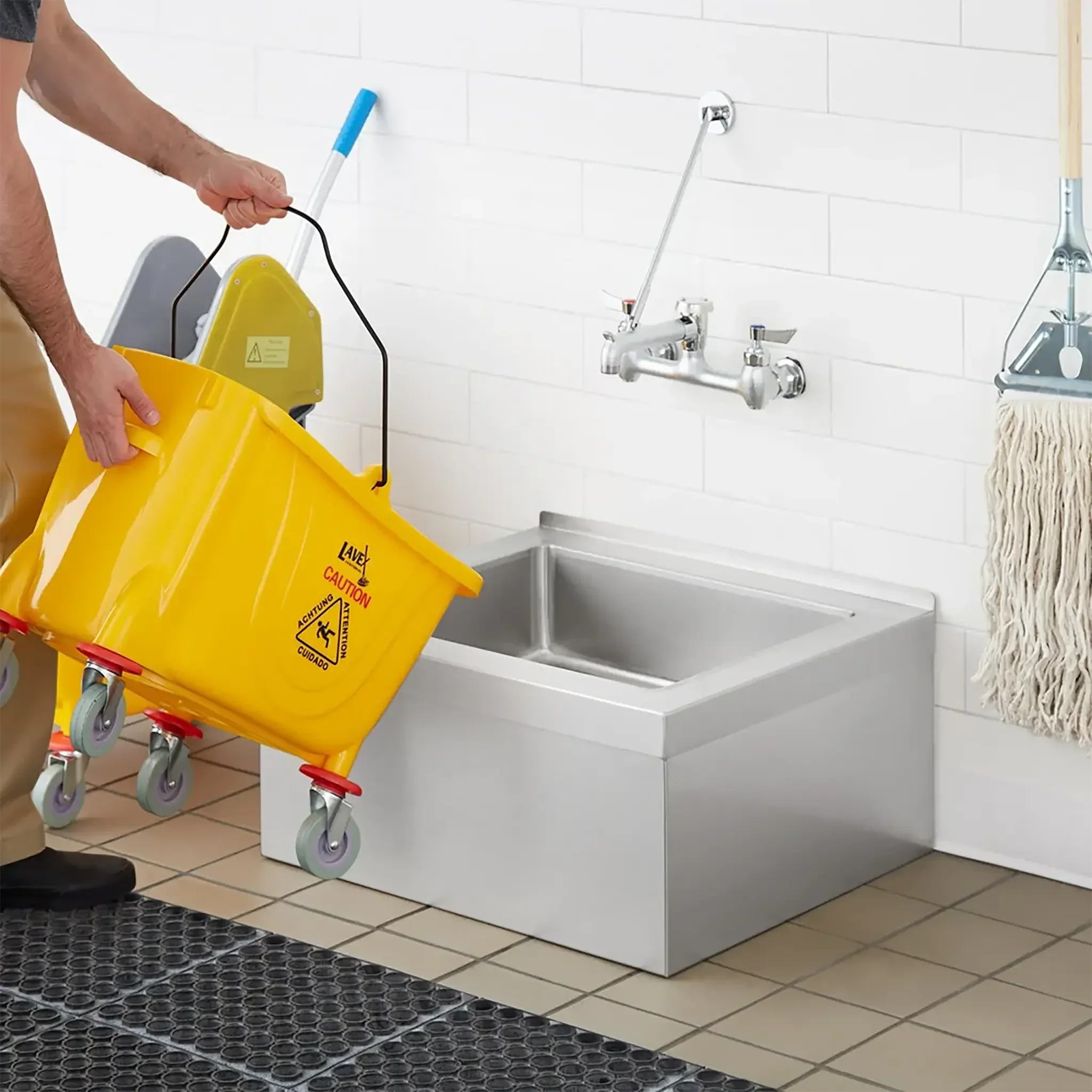 Phoenix MS-1620-10 Stainless Steel Mop Sink - 16"D x 20"W x 10"H Bowl Size - Image 3
