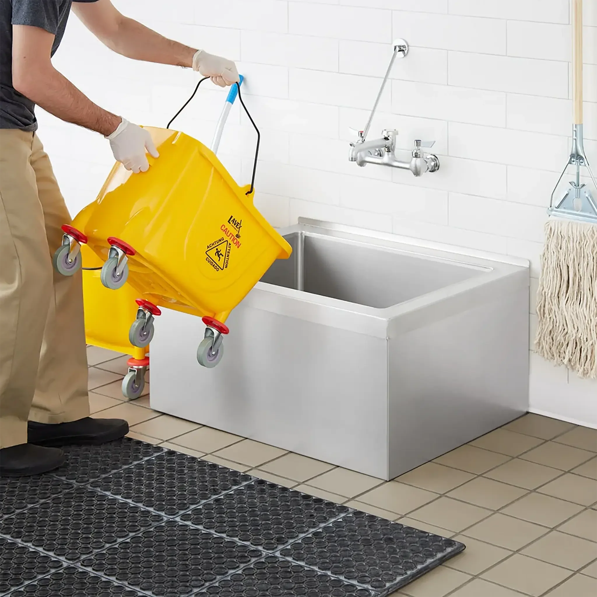Phoenix MS-2024-10 Stainless Steel Mop Sink - 20"D x 24"W x 10"H Bowl Size - Image 3
