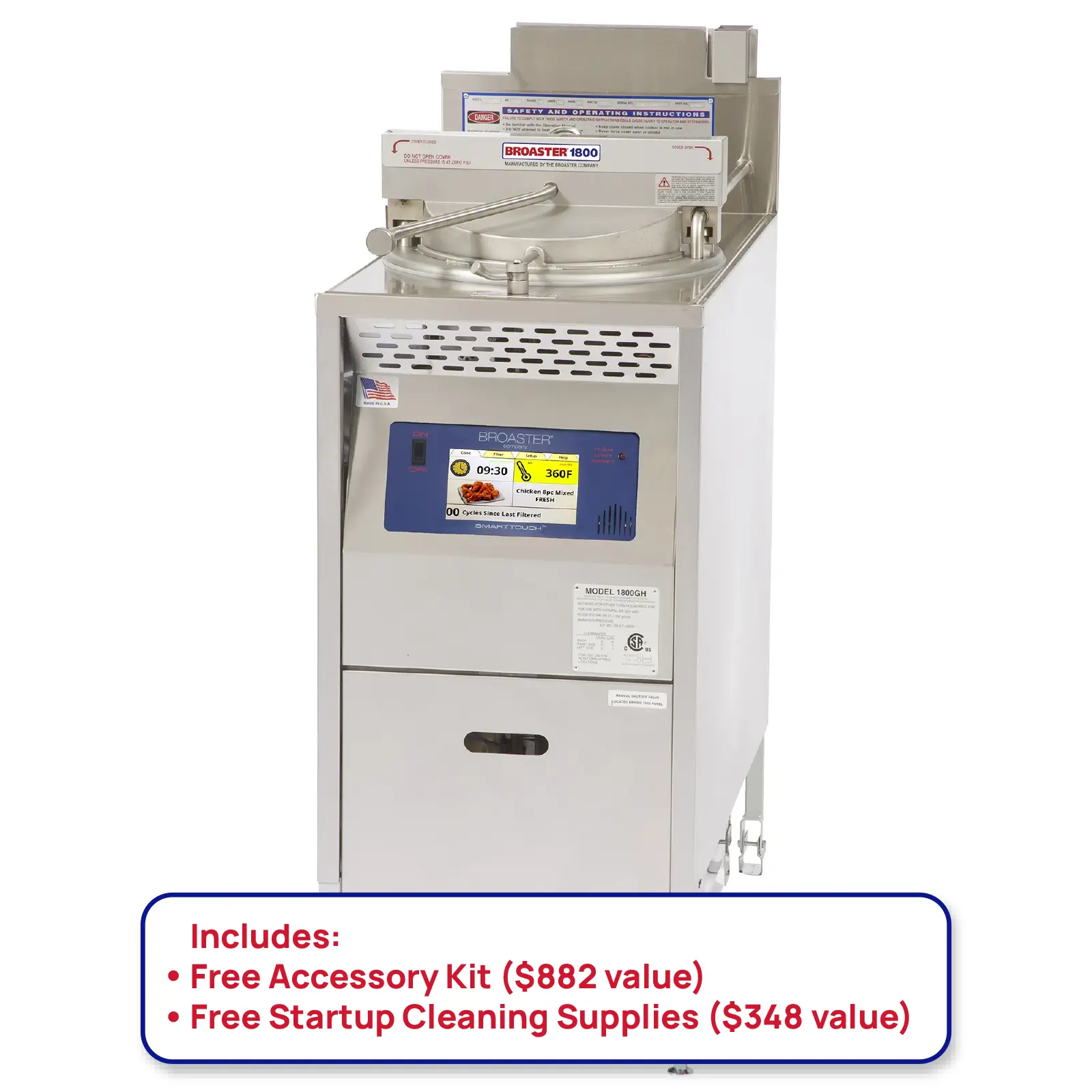 Broaster 1800 Series Natural Gas/Propane 42LB Pressure Fryer - Image 2