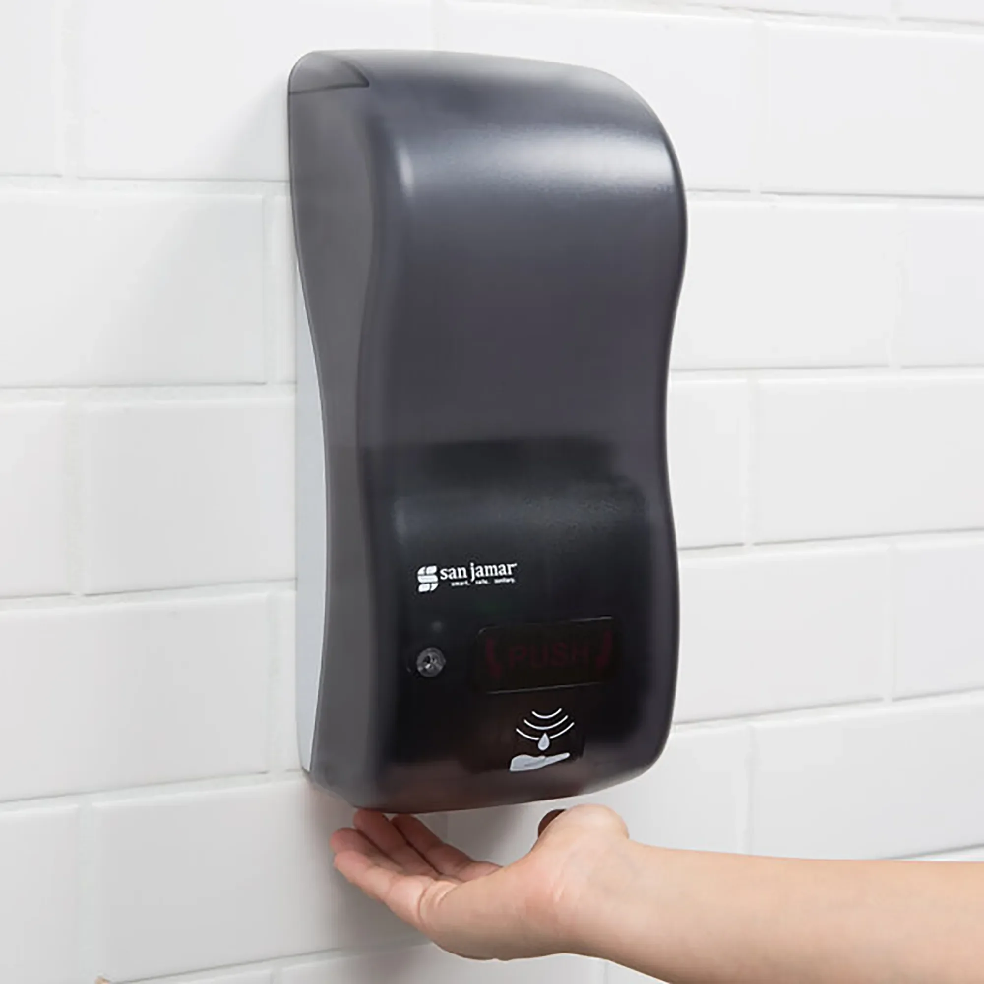 San Jamar SH900TBK Touchless Liquid Hand Soap Dispenser - 900ml Capacity - Image 4