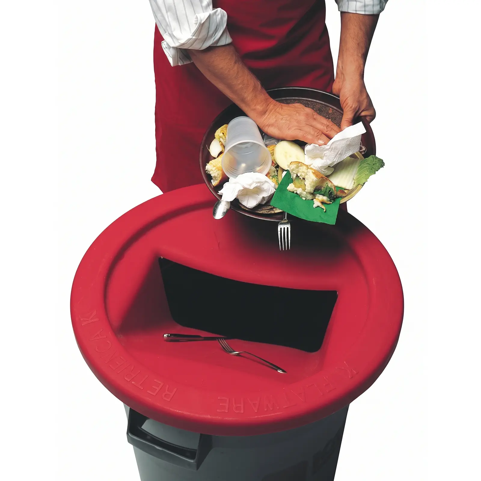 The Chute II Magnetic Flatware Catcher Lid for 32 Gal & 44 Gal Garbage Bins - Image 3
