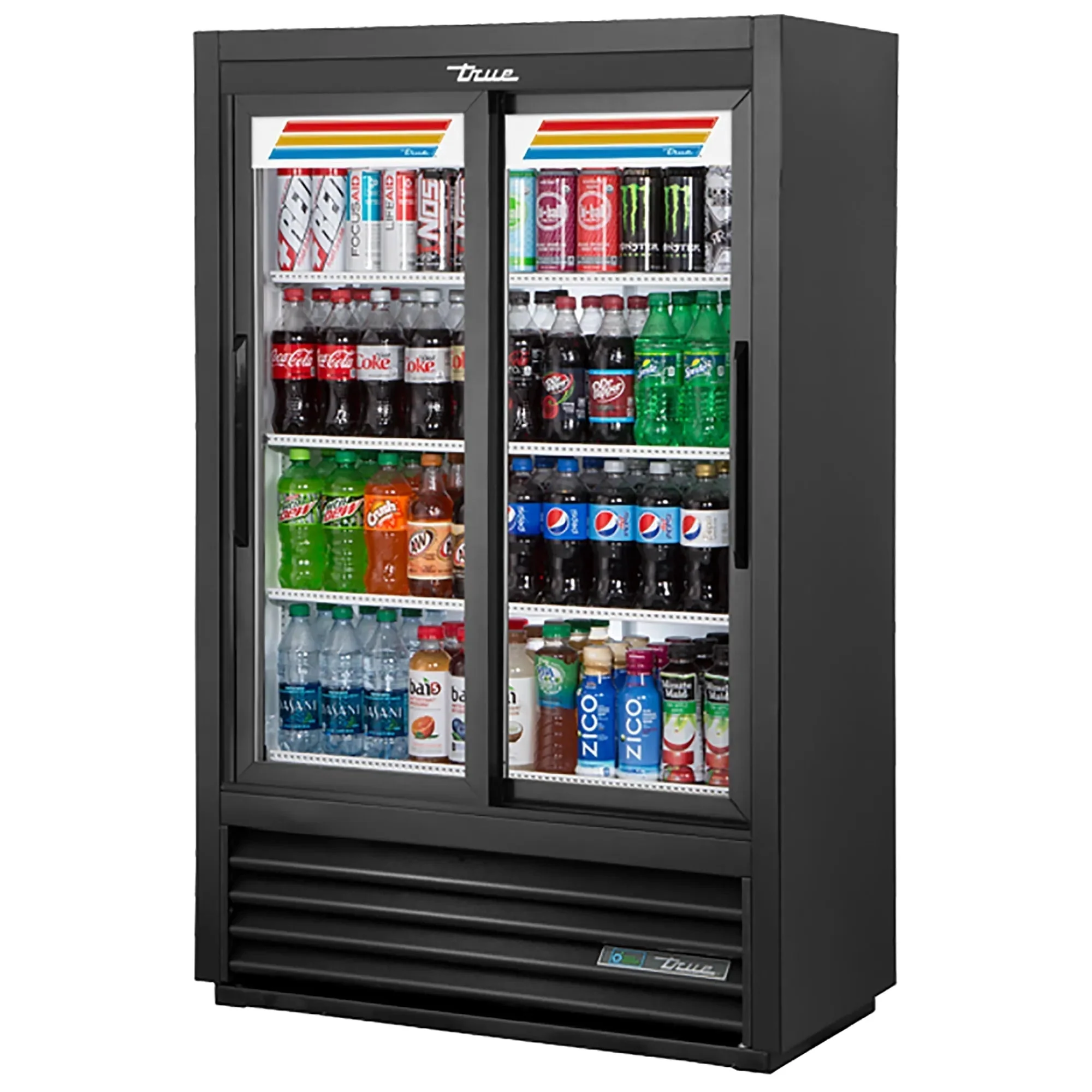 True GDM-33SSL-56-HC-LD Double Sliding Door 36" Wide Shallow Glass Display Refrigerator