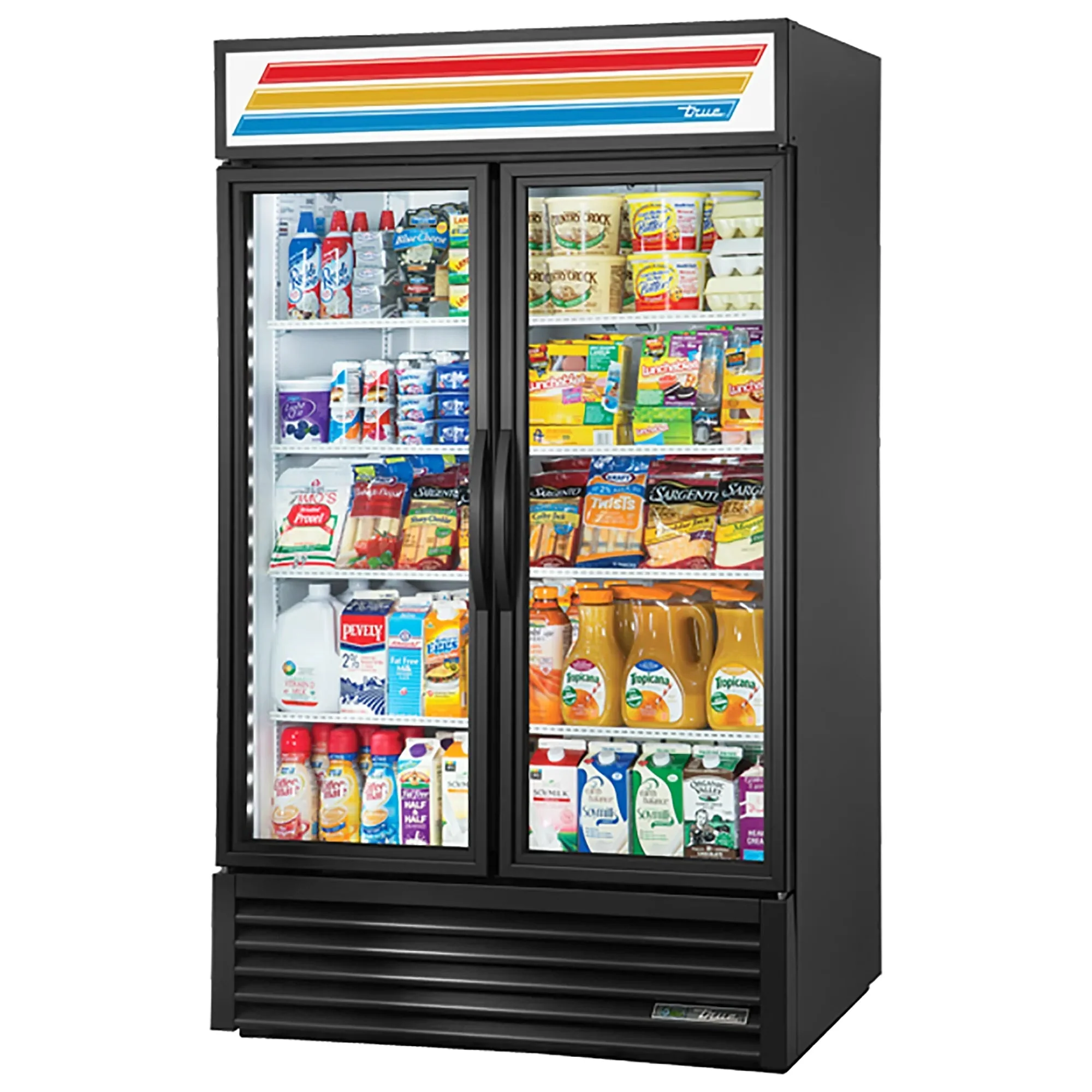 True GDM Series Double Door 47" Wide Display Refrigerator - Swing or Sliding Doors