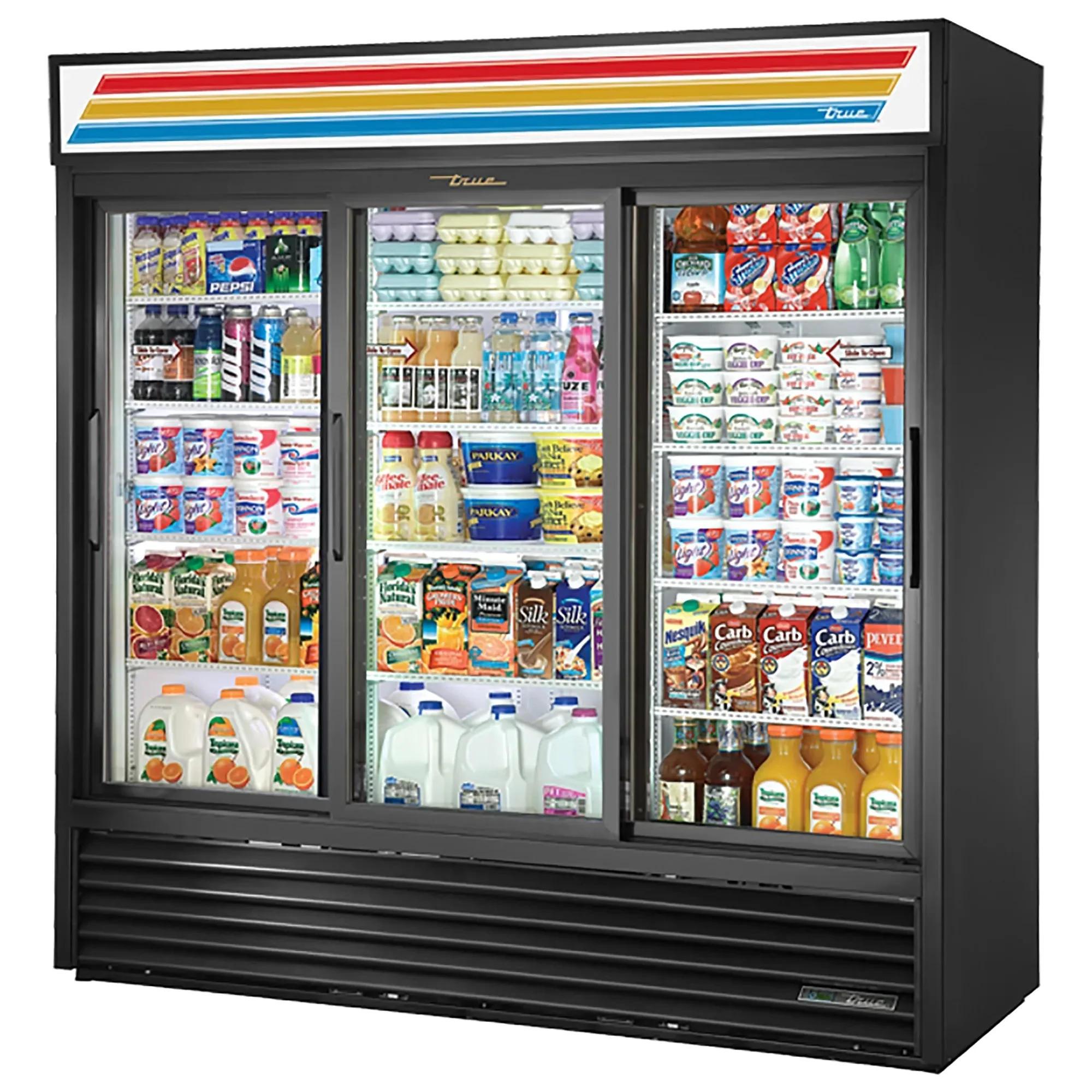 True GDM Series Triple Door 78" Wide Display Refrigerator - Swing or Sliding Doors - Image 2