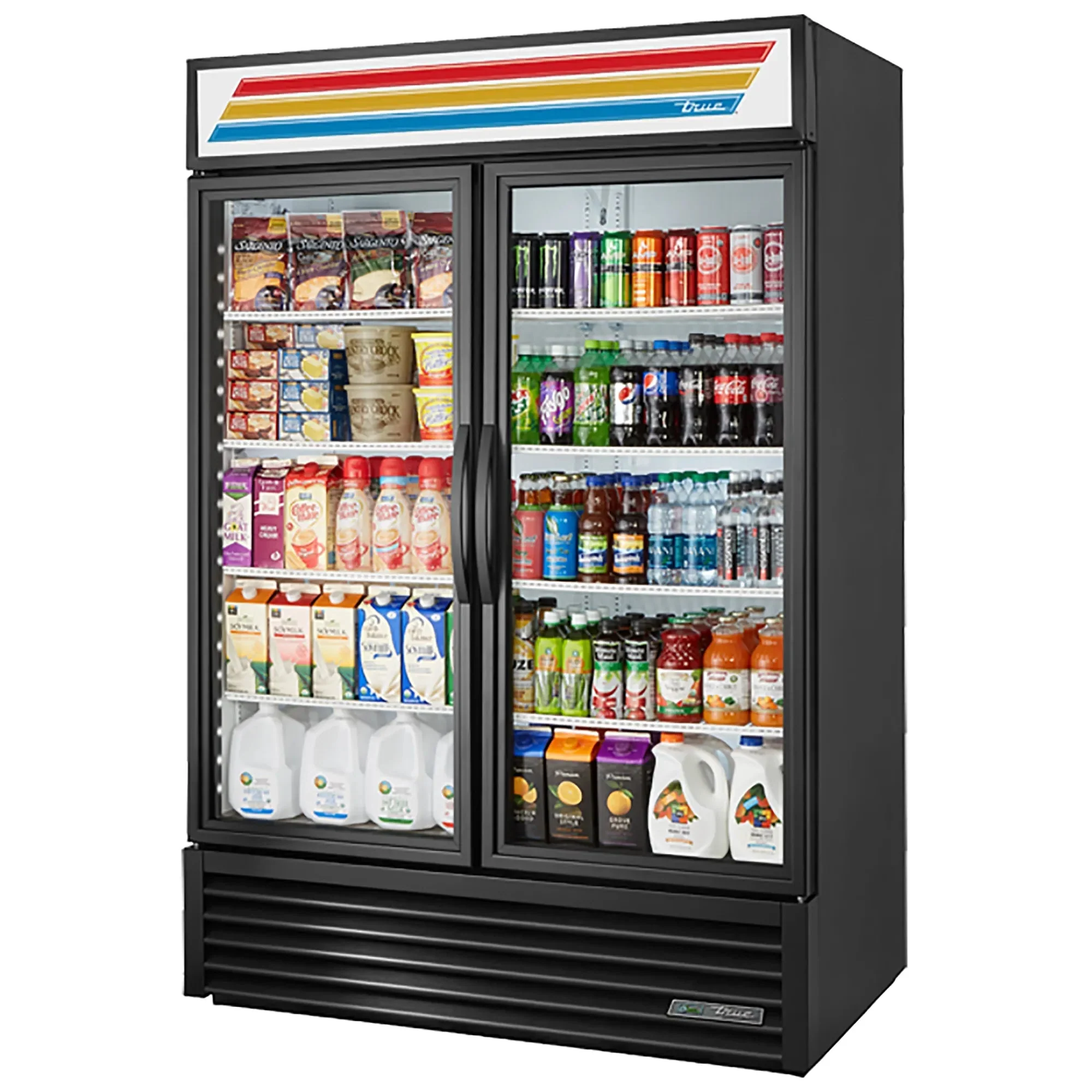True GDM Series Double Door 54" Wide Display Refrigerator - Swing or Sliding Doors