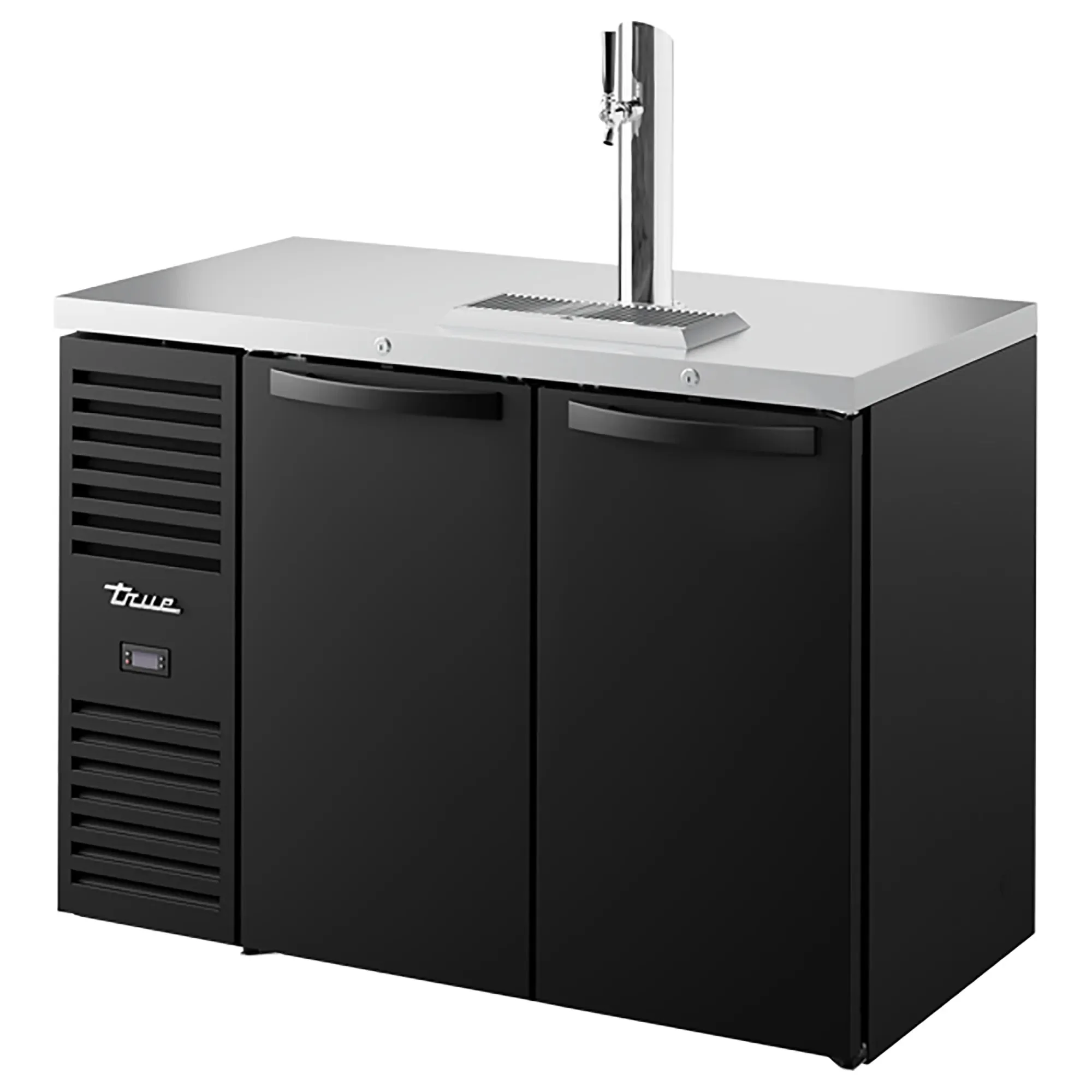 True TDR48-RISZ1-L Series Double Door 48" Wide Keg Beer Dispensing Cooler - Black or Stainless Steel Finish