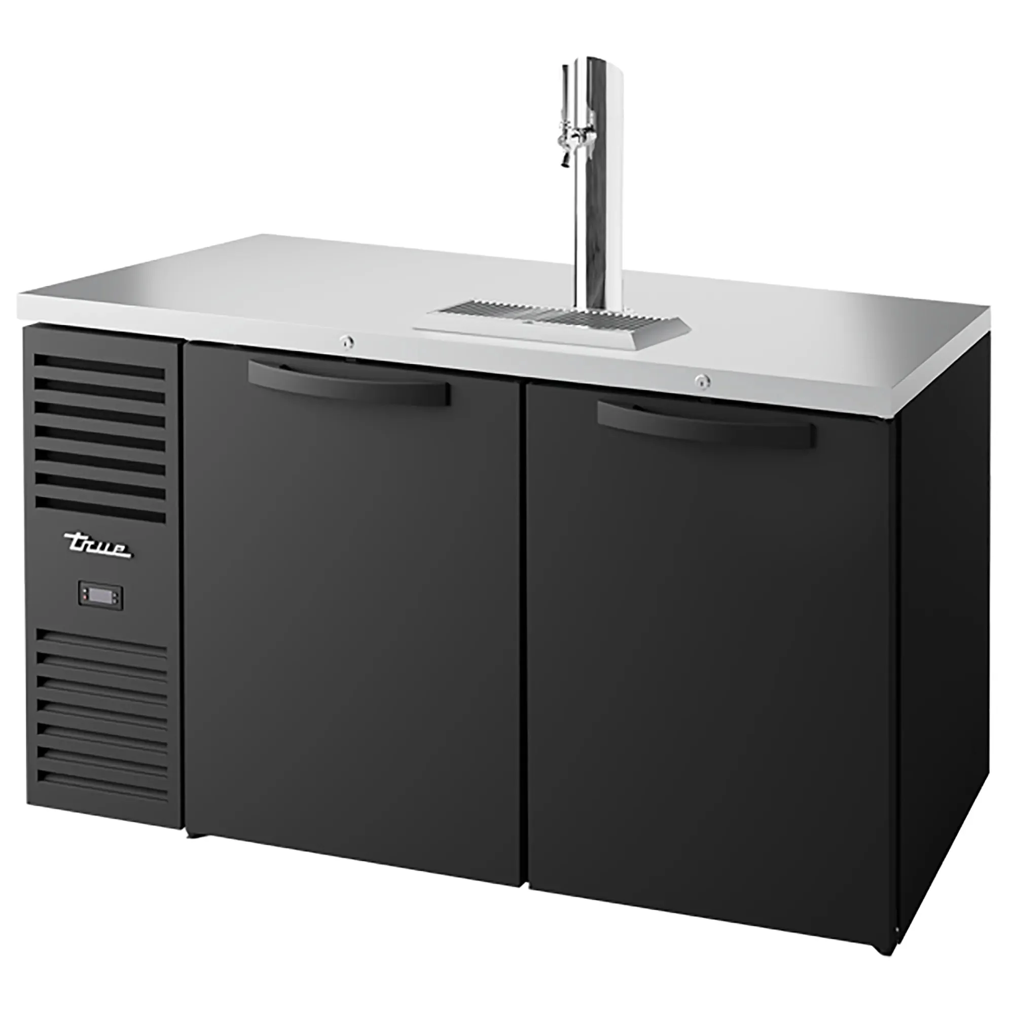 True TDR60-RISZ1-L Series Double Door 60" Wide Keg Beer Dispensing Cooler - Black and Stainless Steel Finish