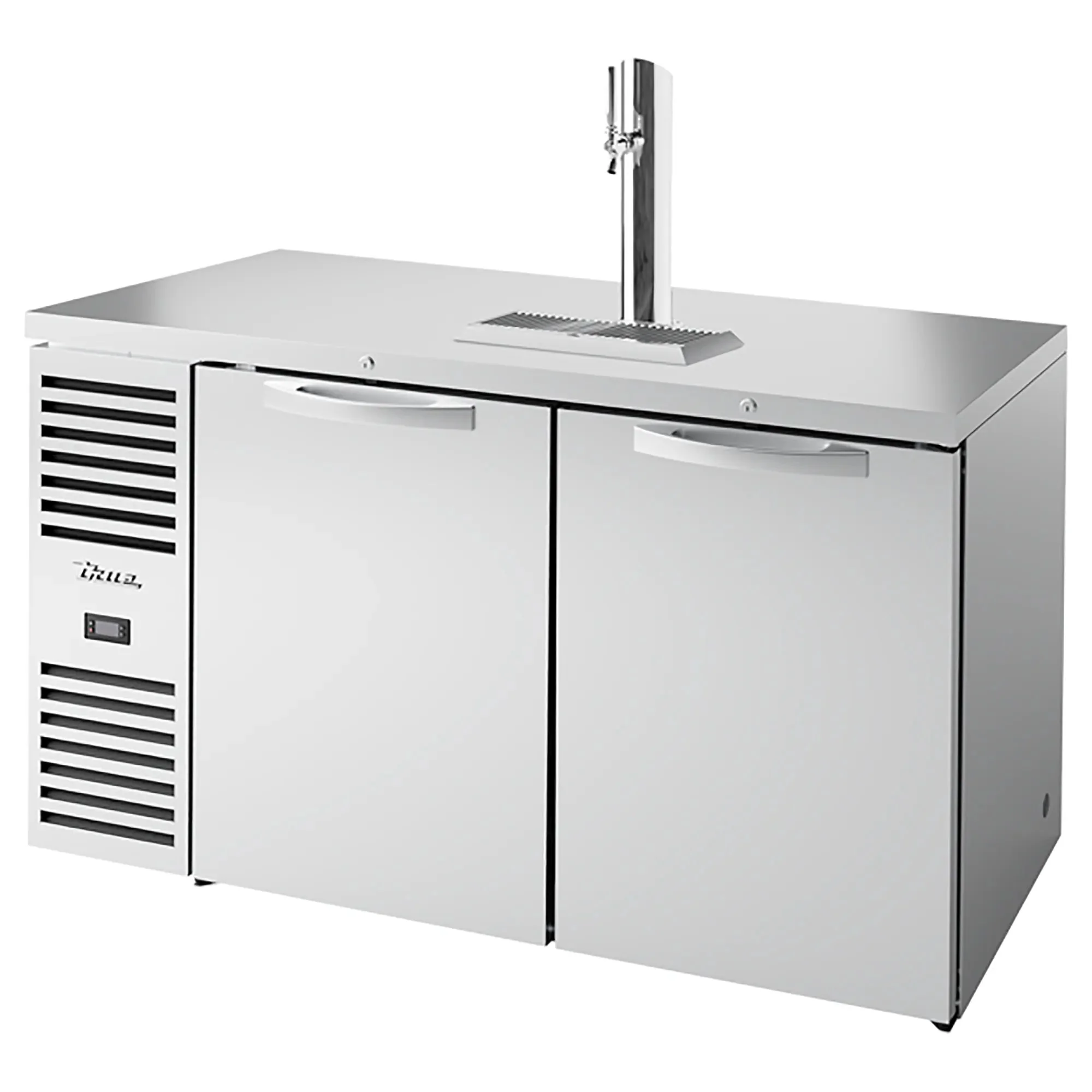 True TDR60-RISZ1-L Series Double Door 60" Wide Keg Beer Dispensing Cooler - Black and Stainless Steel Finish - Image 2