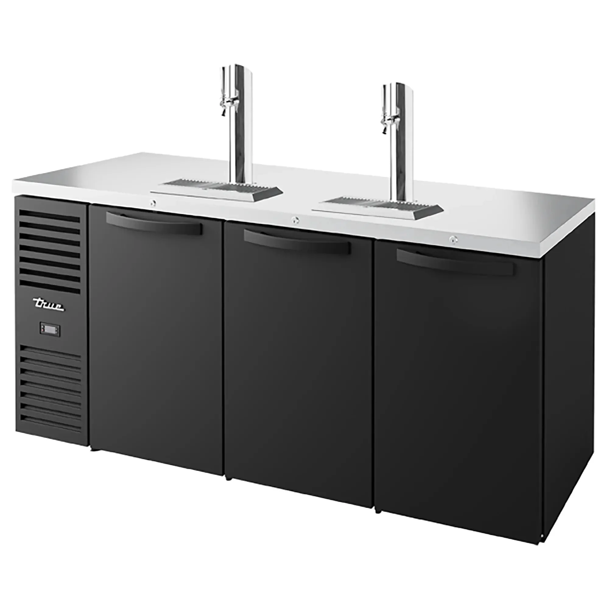 True TDR72-RISZ1-L Series Triple Door 72" Wide Keg Beer Dispensing Cooler - Black or Stainless Steel Finish