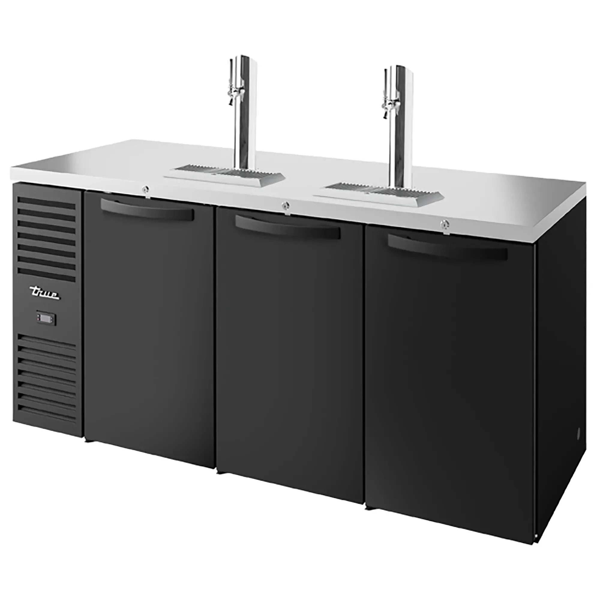 True TDR84-RISZ1-L Series Triple Door 84" Wide Keg Beer Dispensing Cooler - Black or Stainless Steel Finish