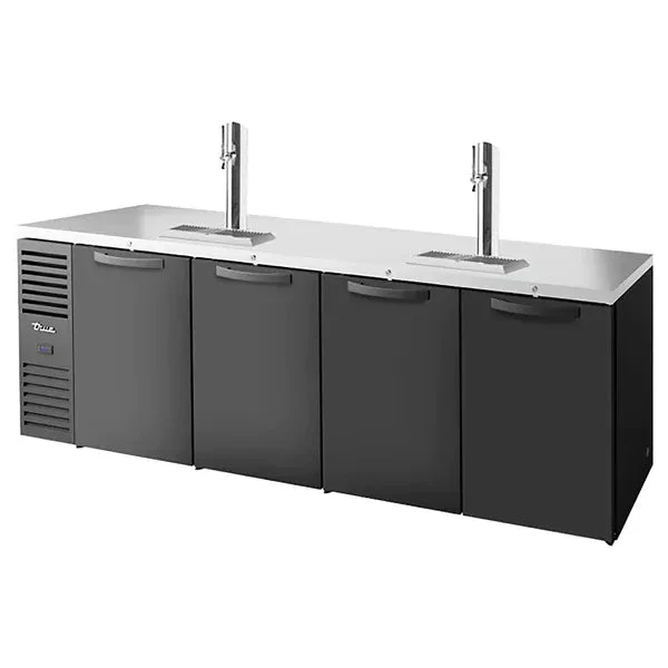 True TDR108-RISZ1-L Series Four Door 108" Wide Keg Beer Dispensing Cooler - Black or Stainless Steel Finish