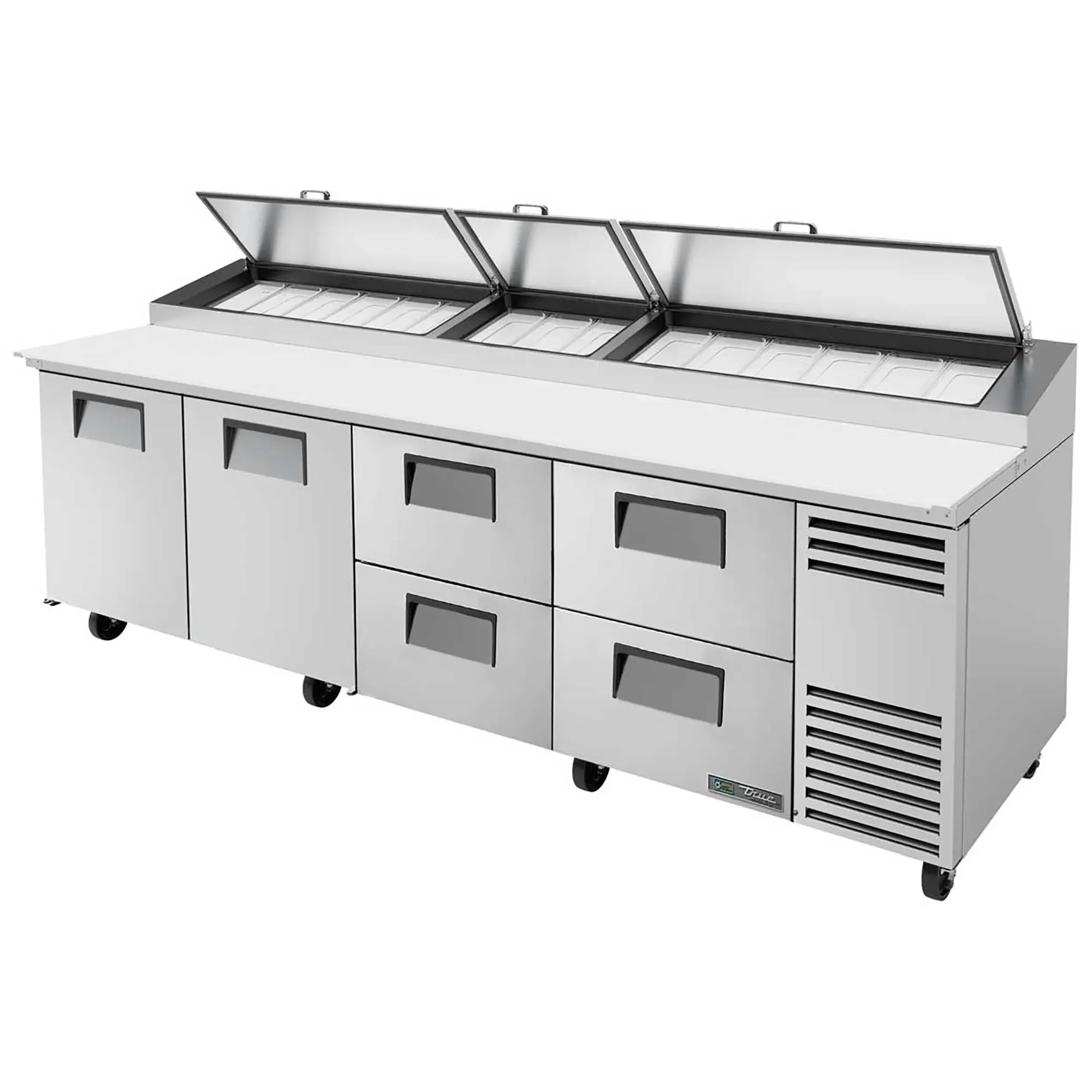 True TPP-AT-119-HC Four Door 119" Refrigerated Pizza Prep Table - Various Configurations - Image 3