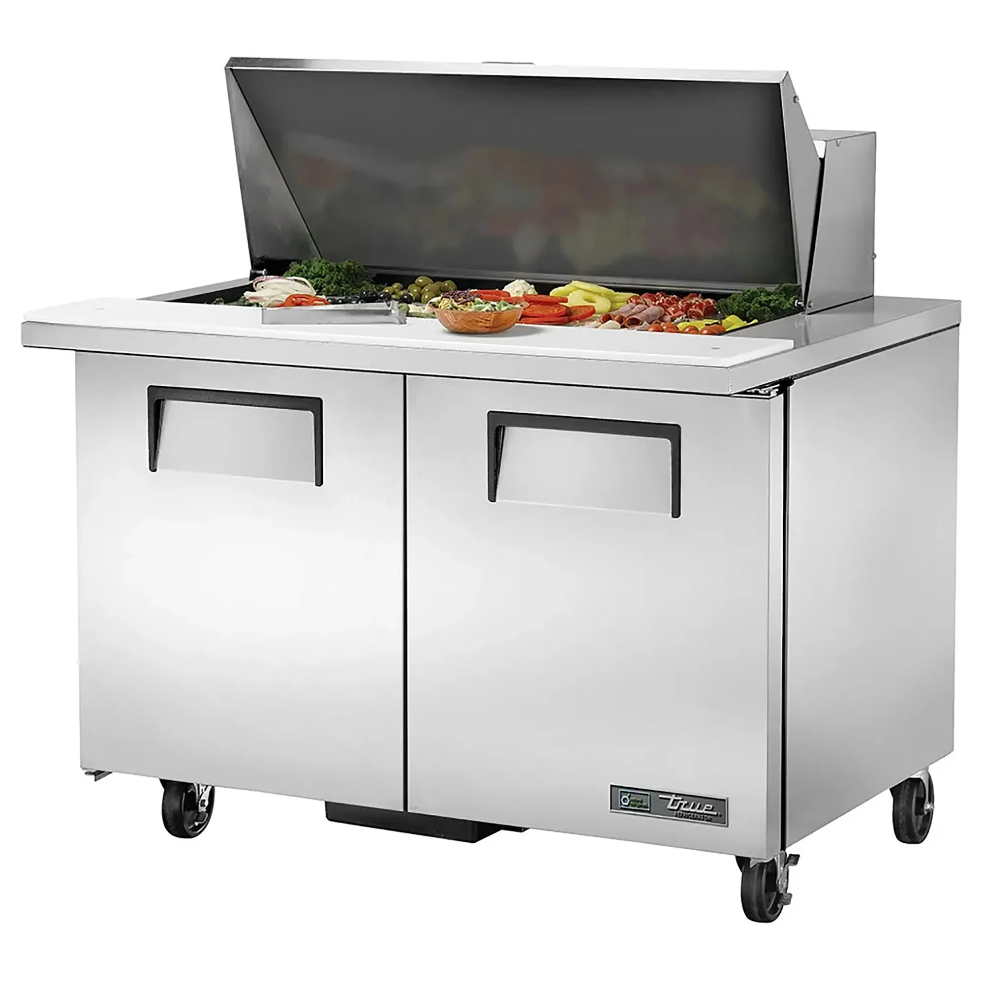 True TSSU-48-18M-B-HC Double Door 48" Refrigerated Mega Top Sandwich Prep Table - Various Configurations