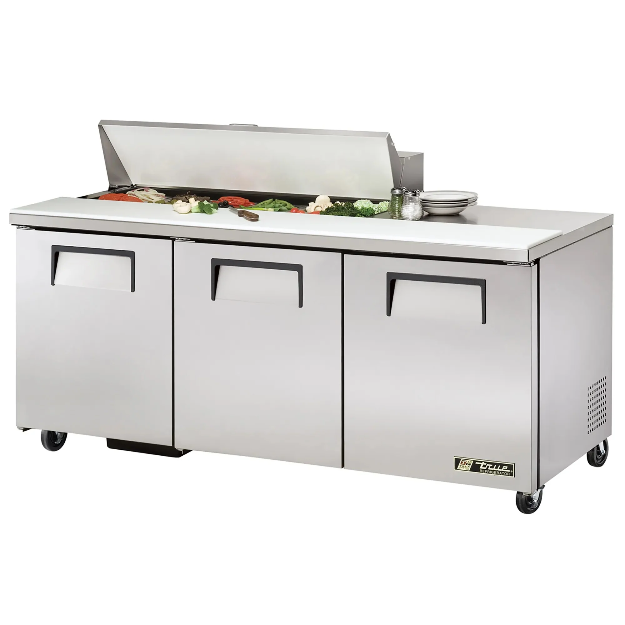 True TSSU-72-18-HC Triple Door 72" Refrigerated Sandwich Prep Table - Various Configurations - Image 2