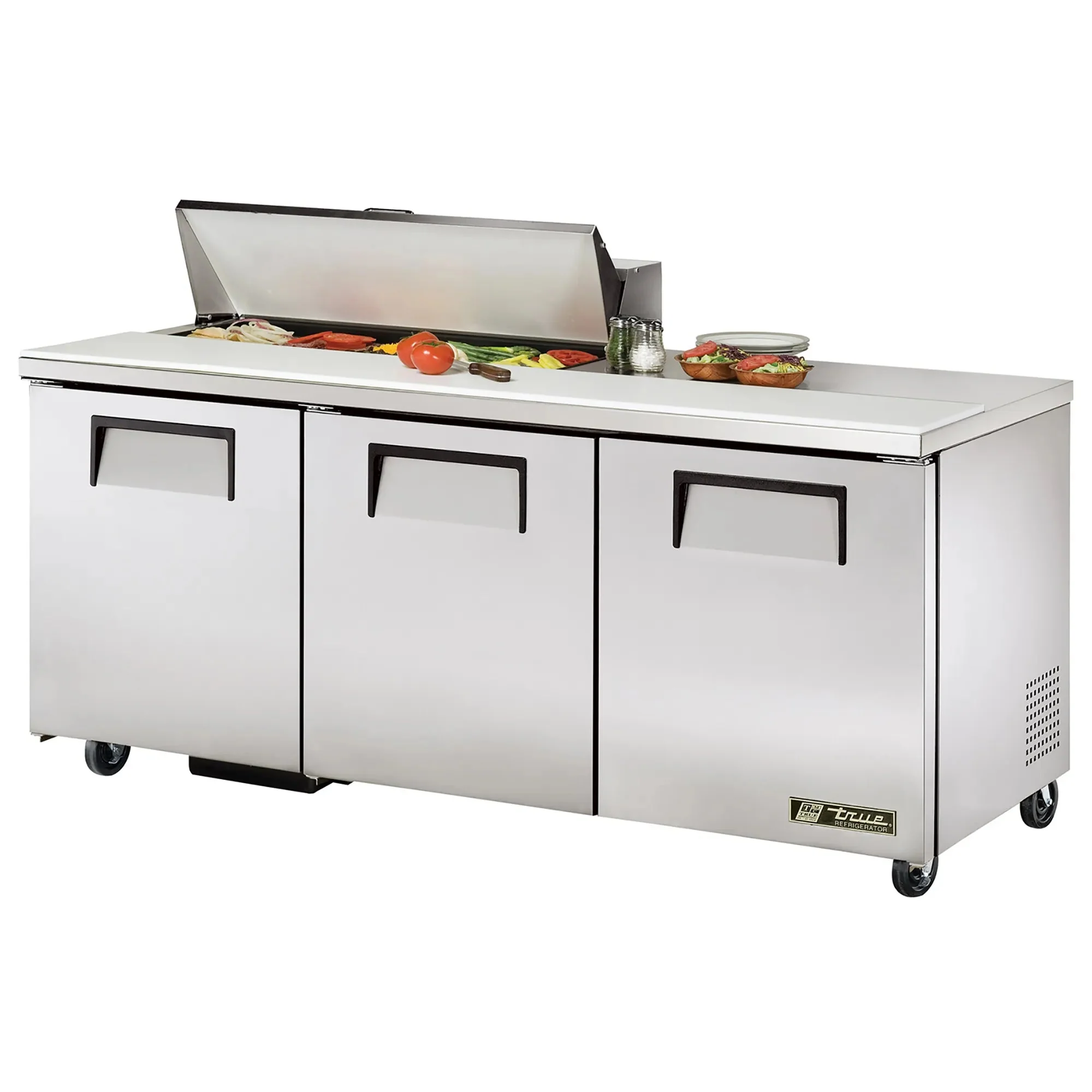 True TSSU-72-18-HC Triple Door 72" Refrigerated Sandwich Prep Table - Various Configurations - Image 3