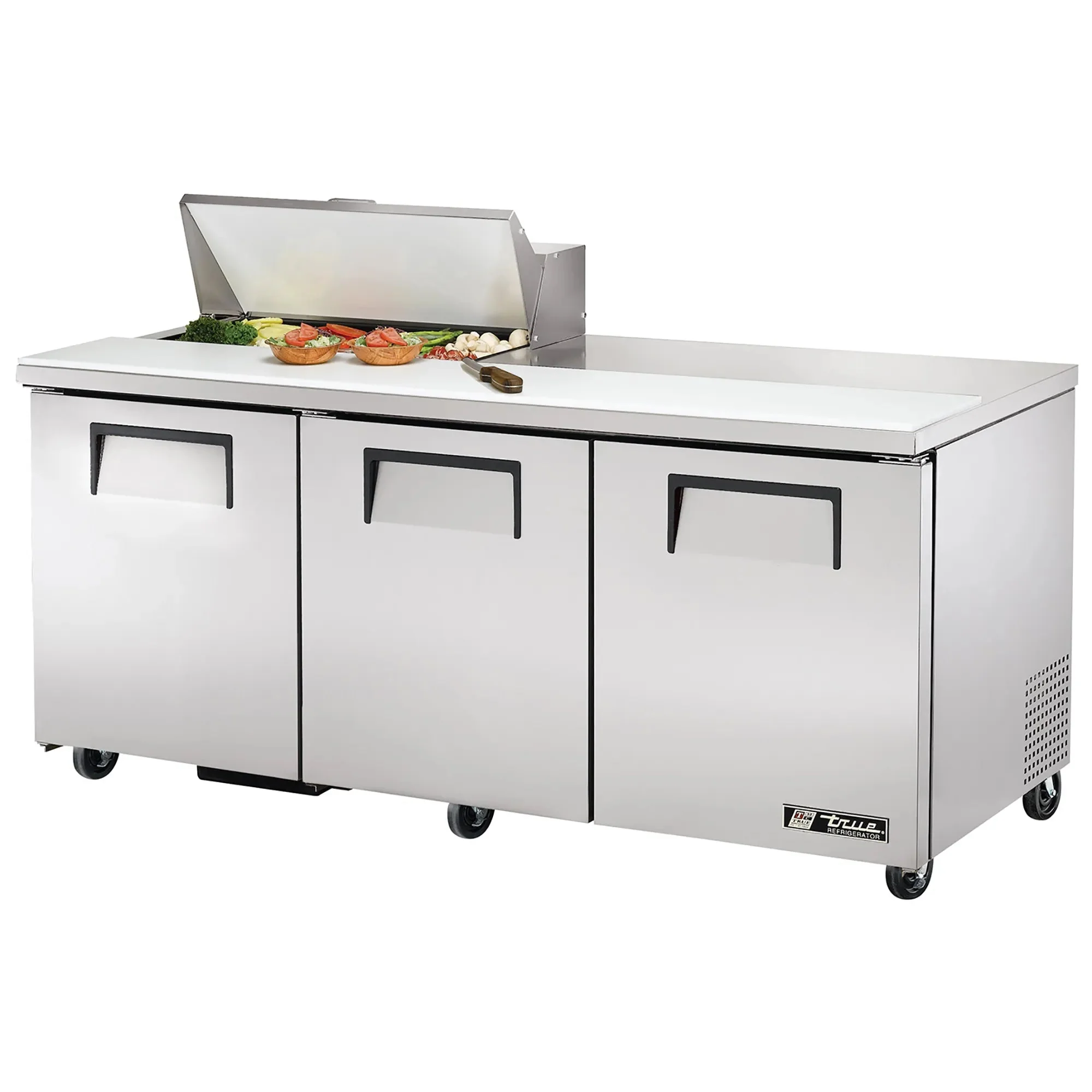 True TSSU-72-18-HC Triple Door 72" Refrigerated Sandwich Prep Table - Various Configurations - Image 4