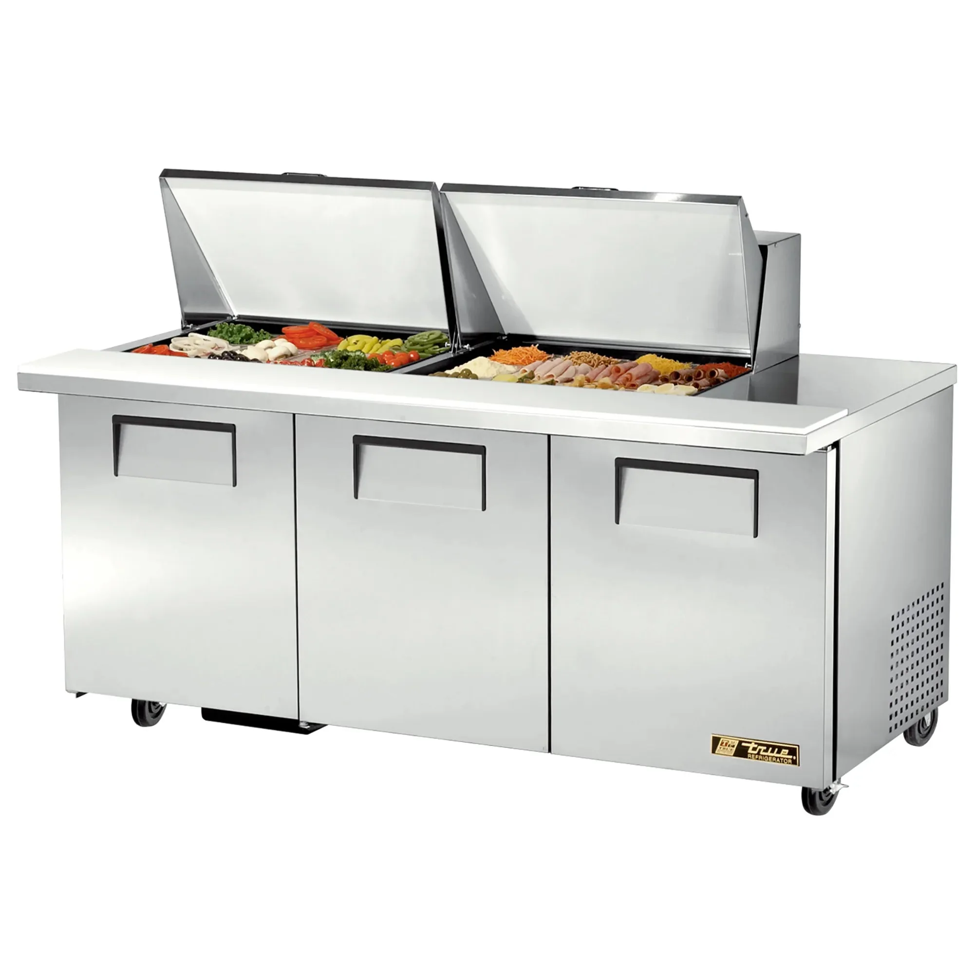 True TSSU-72-30M-B-ST-HC Triple Door 72" Refrigerated Mega Top Sandwich Prep Table - Various Configurations - Image 2