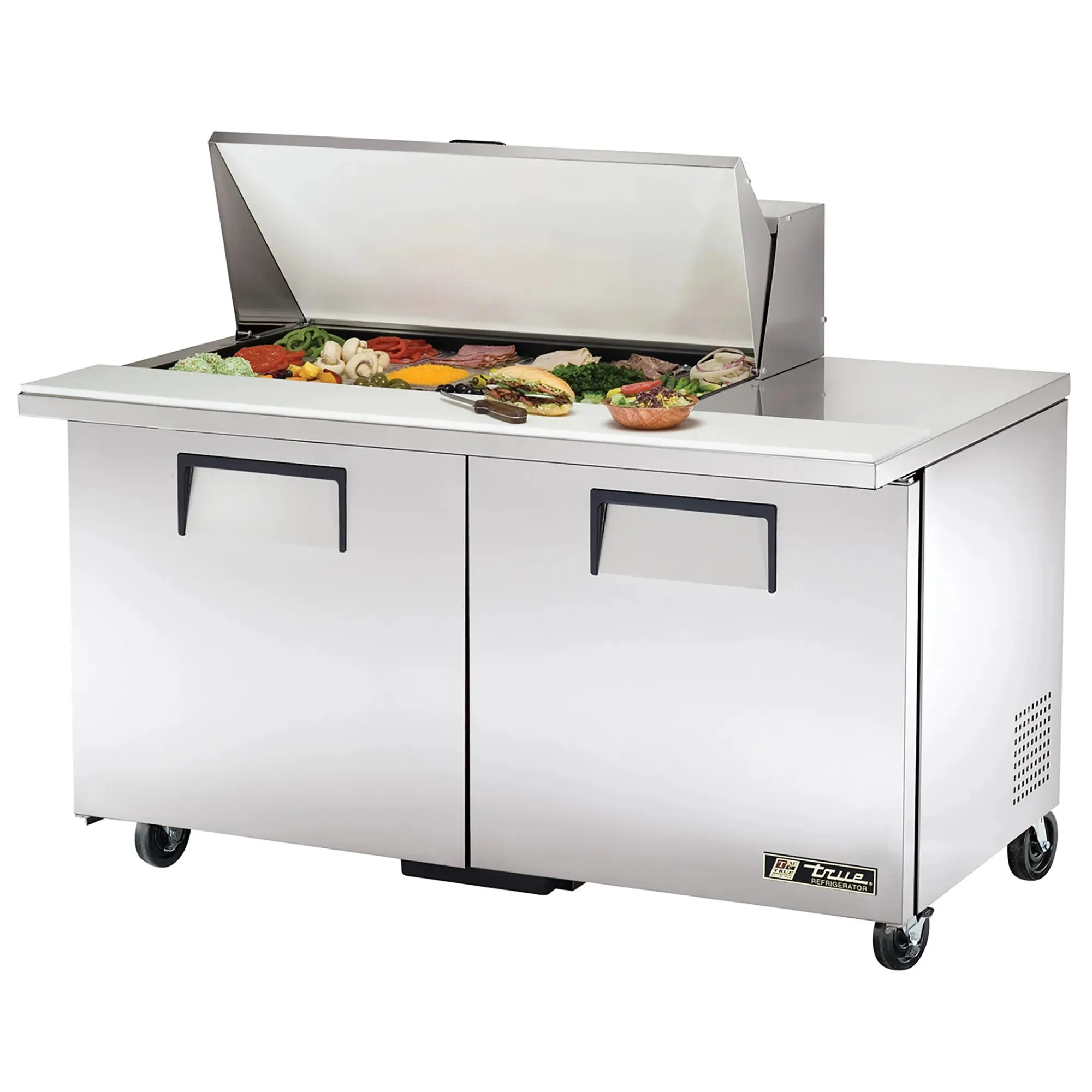 True TSSU-60-24M-B-ST-HC Double Door 60" Refrigerated Mega Top Sandwich Prep Table - Various Configurations - Image 2