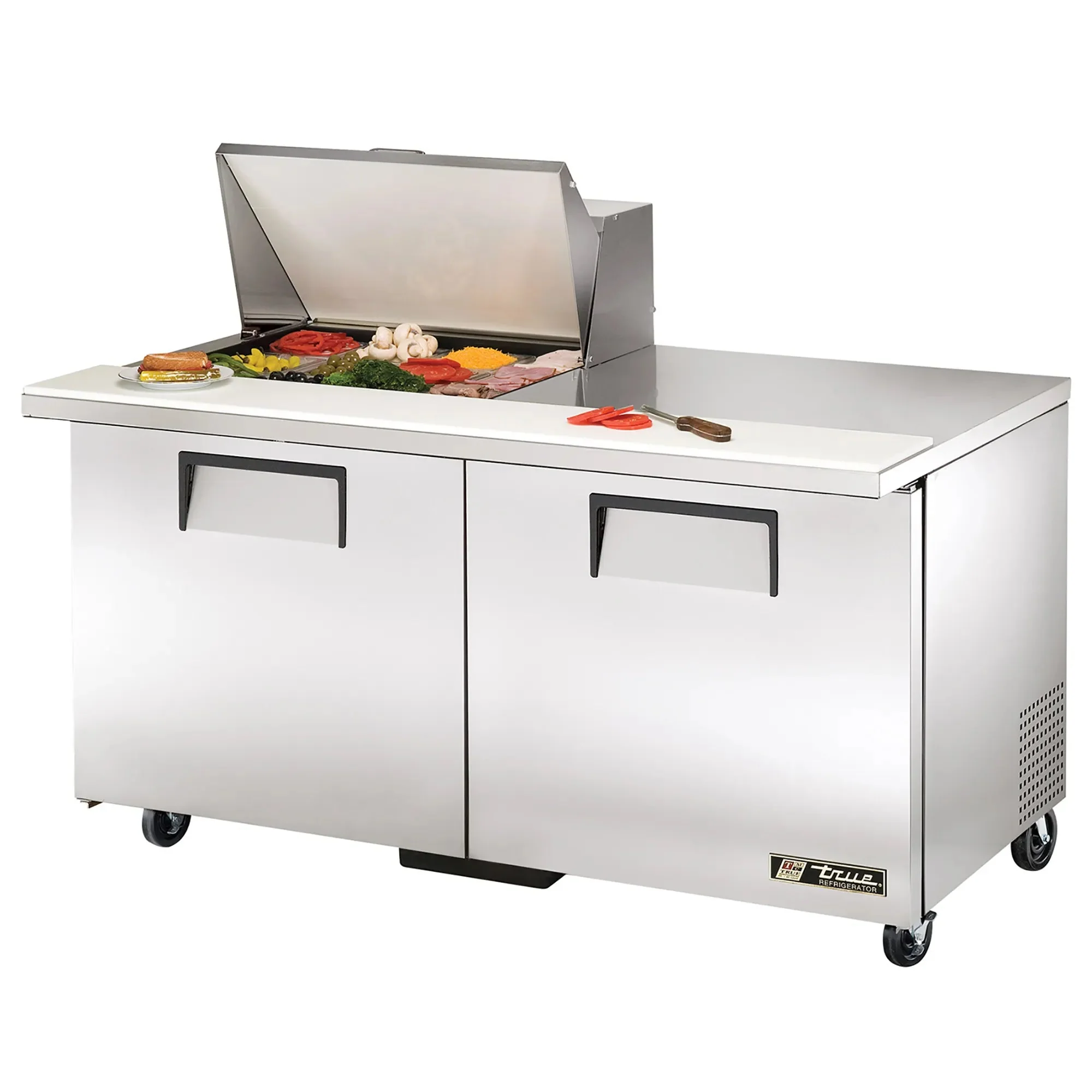 True TSSU-60-24M-B-ST-HC Double Door 60" Refrigerated Mega Top Sandwich Prep Table - Various Configurations - Image 4