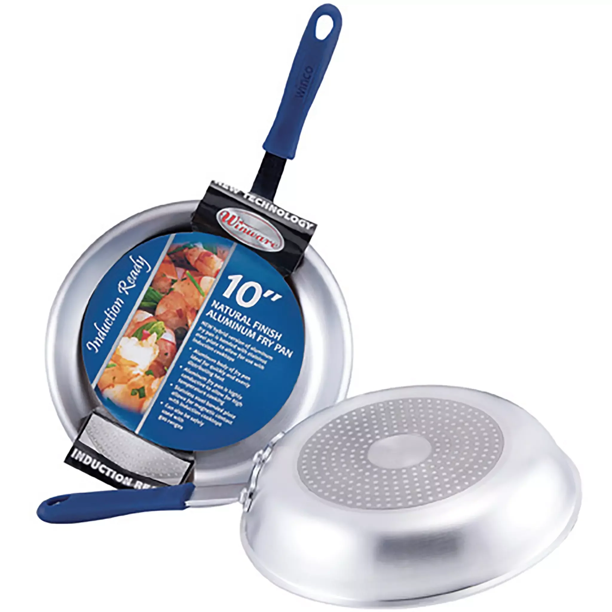 Winco AFPI Series Induction Natural Finish Aluminum Fry Pans - Various Sizes - Image 3
