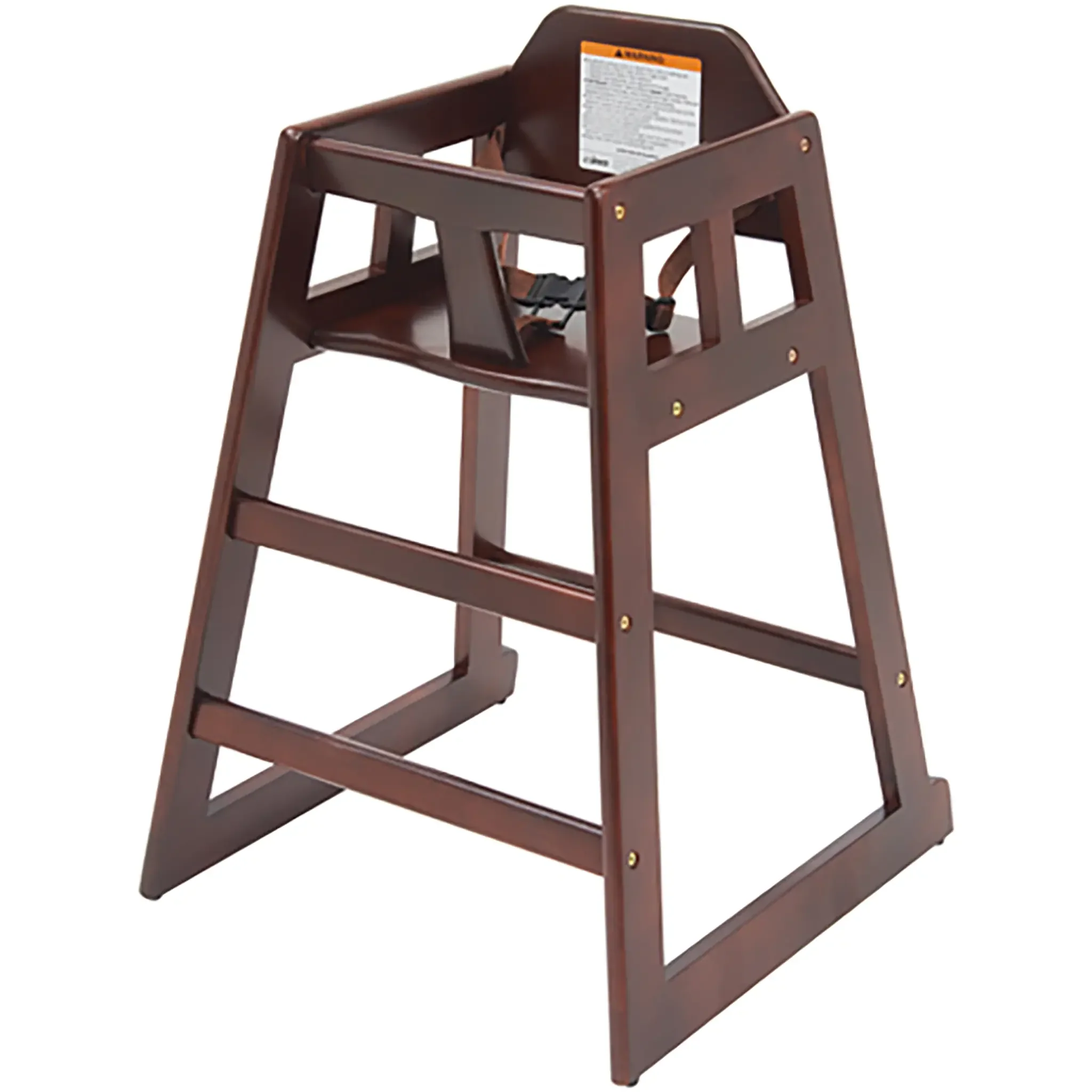 Winco Mahogany Finish Wooden High Chair - Knocked Down