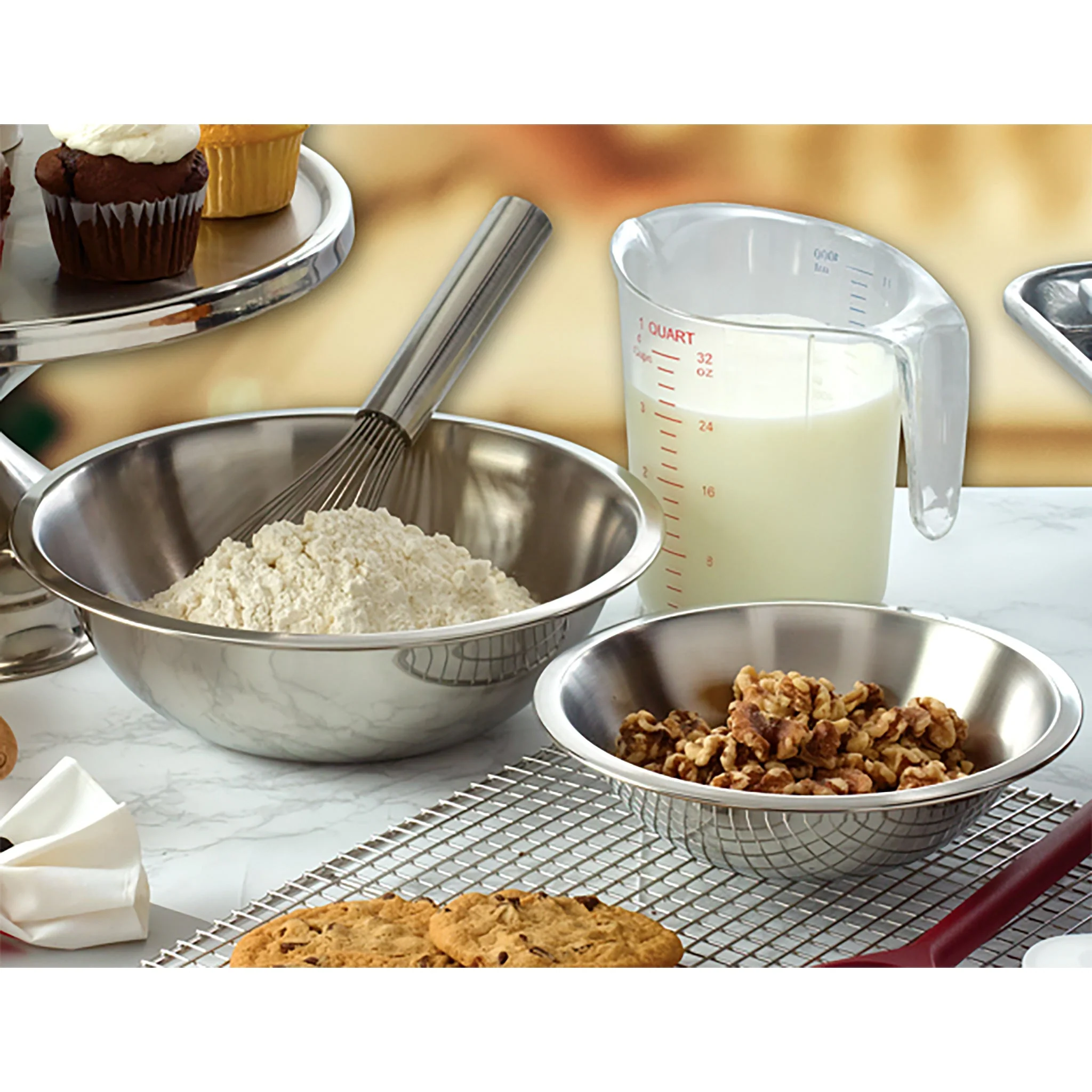 Winco Stainless Steel Economy Mixing Bowl - Various Sizes - Image 2